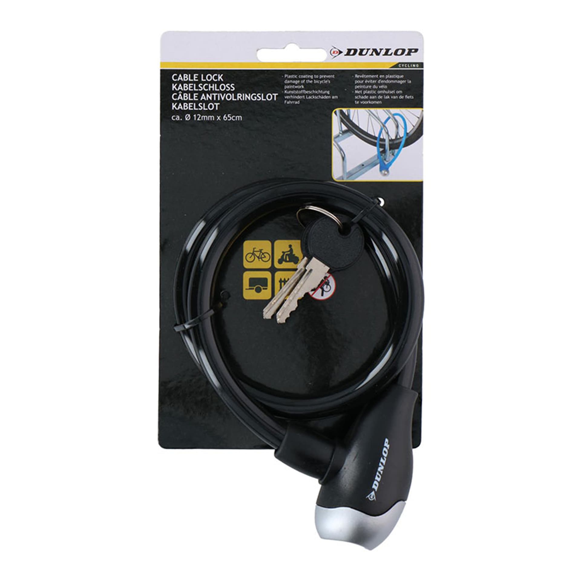 

Dunlop - Zapięcie do roweru spiralne na klucz 65 cm (Czarny)