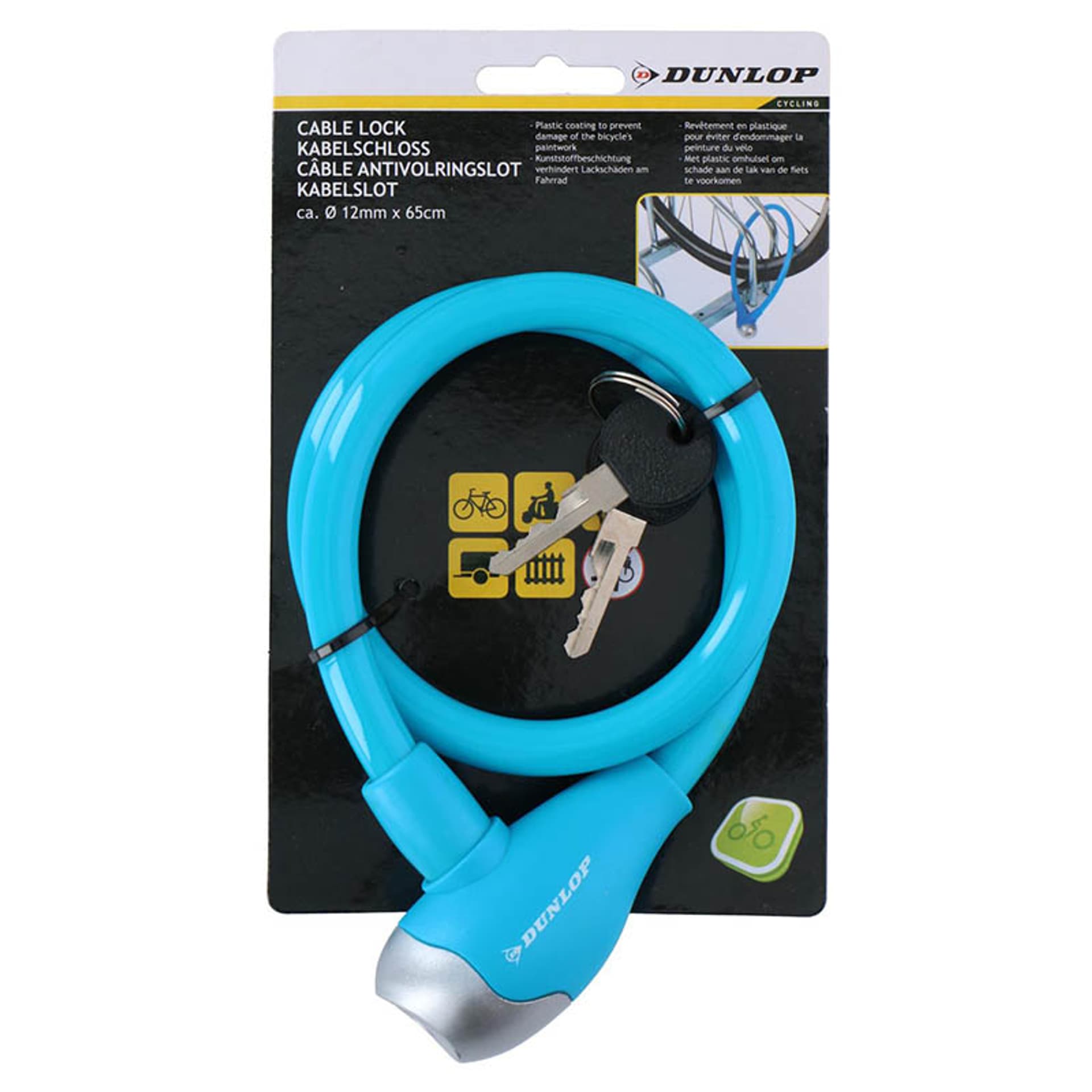 

Dunlop - Zapięcie do roweru spiralne na klucz 65 cm (Niebieski)