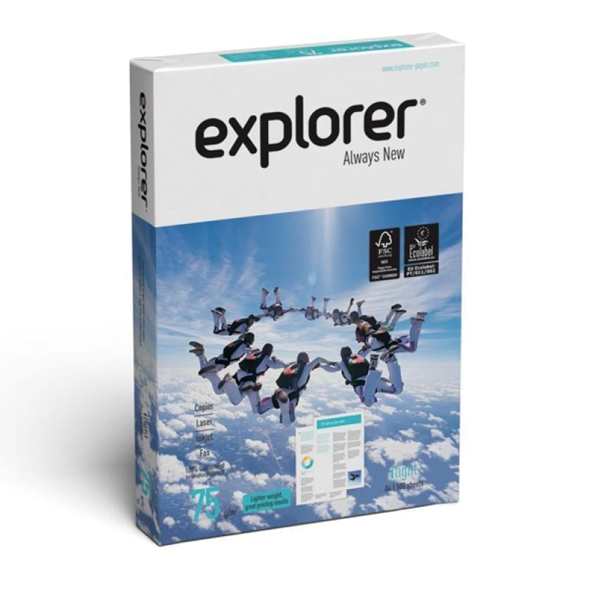 

Papier ksero EXPLORER ilight FSC, 75g/m2, białość 169, A4, klasa A, ryza 500 arkuszy