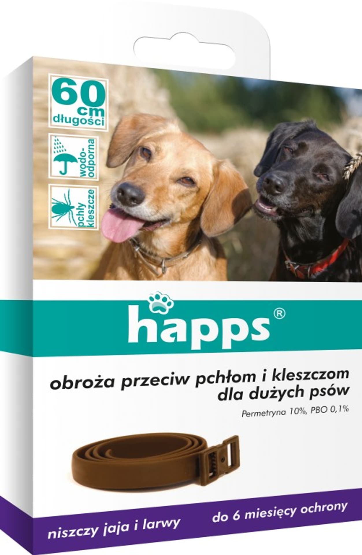 

OBROŻA DLA DUŻYCH PSÓW HAPPS, DO ZWALCZANIA PASOŻYTÓW