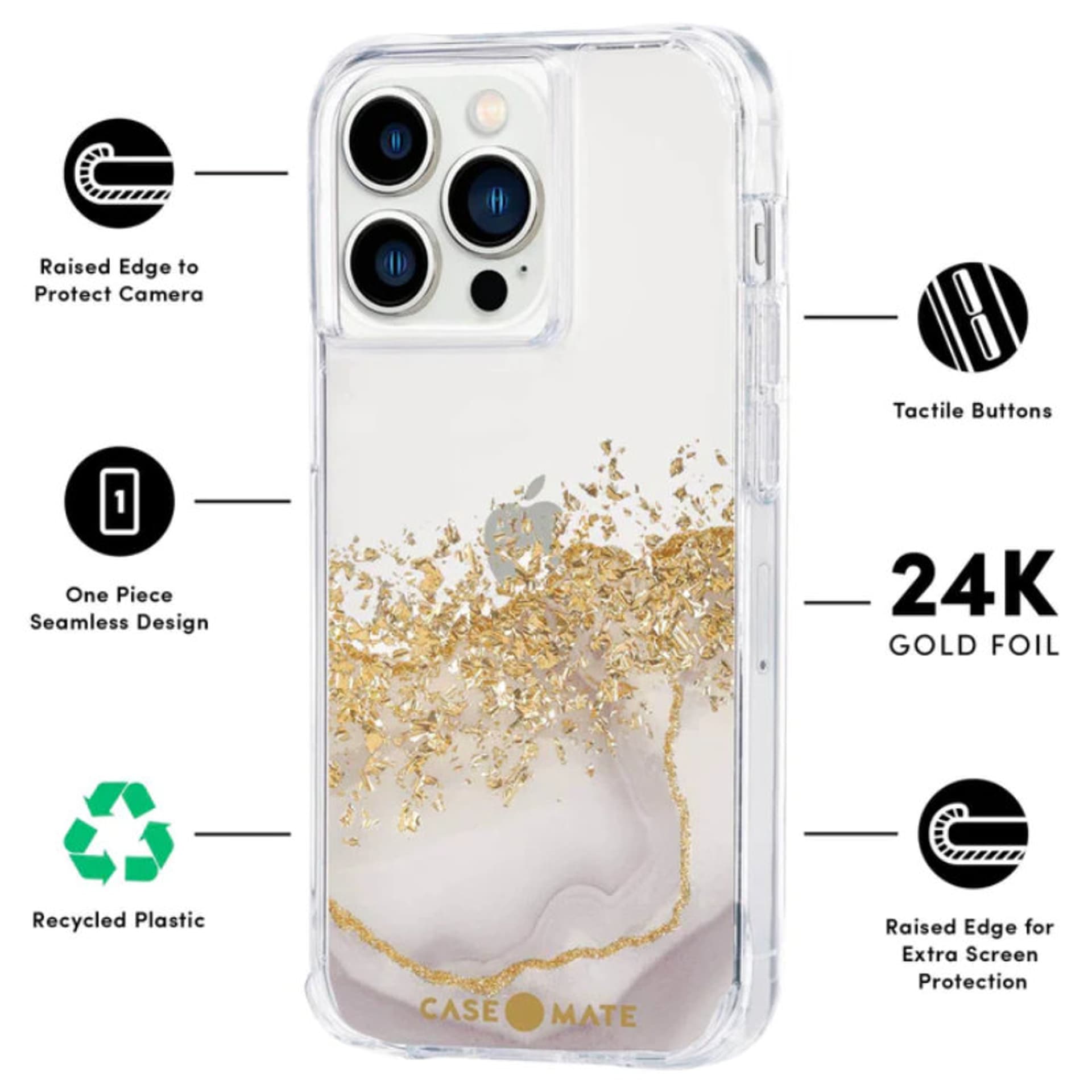 

Case-Mate Karat - Etui iPhone 13 Pro zdobione złotem (Marble)