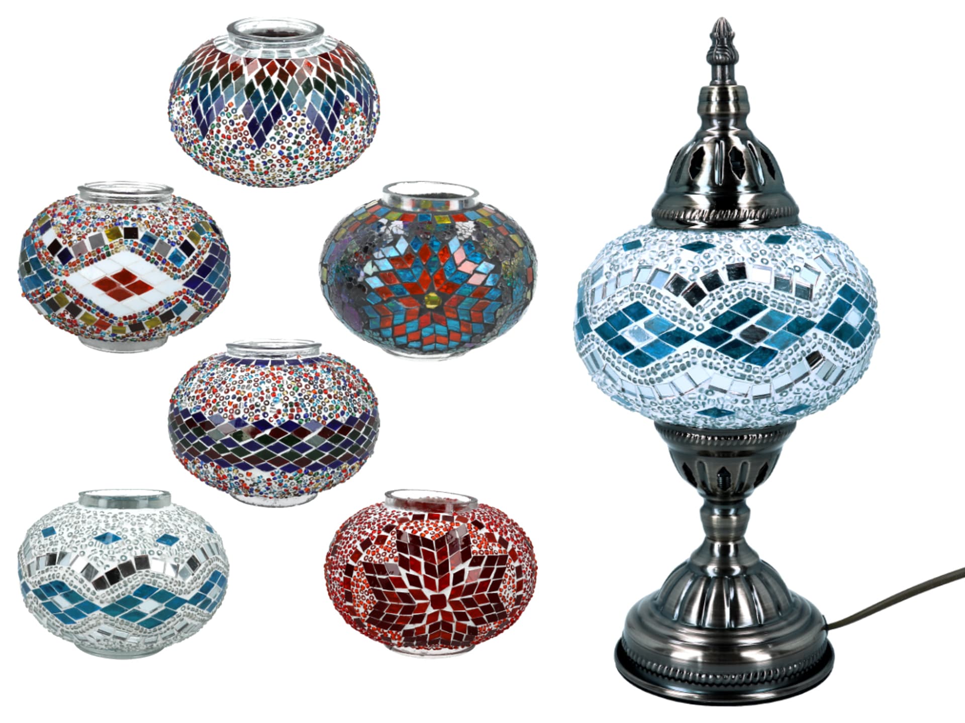 

Lampa stołowa - klosz pojedynczy, wielokolorowy