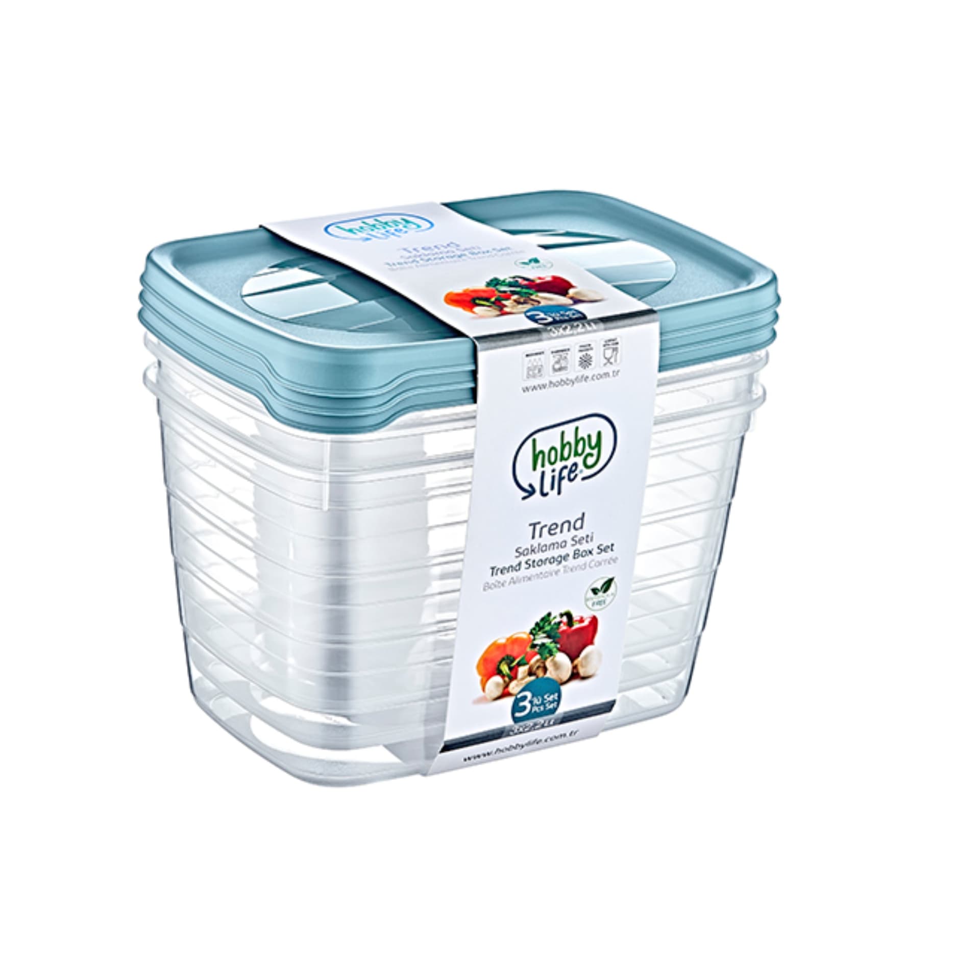 

Komplet 3 pojemników prostokątnych Trend Box 2,2L