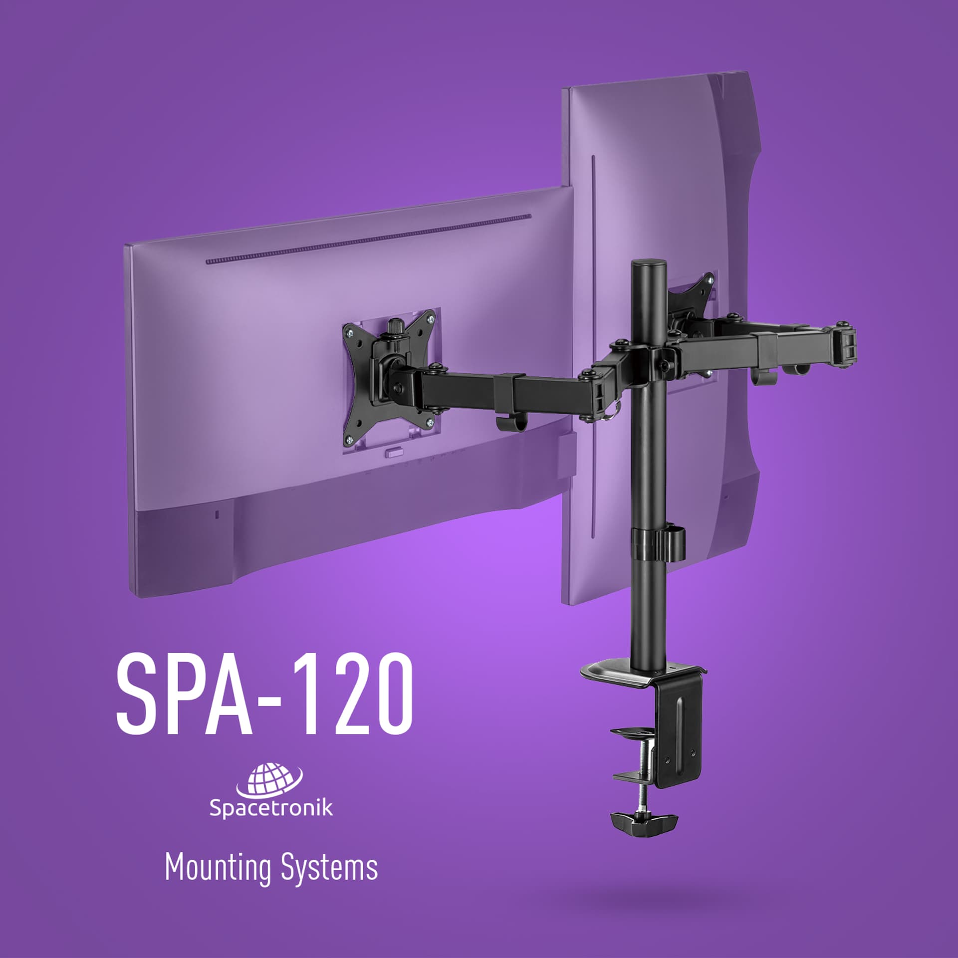 

Uchwyt na dwa monitory Spacetronik SPA-120