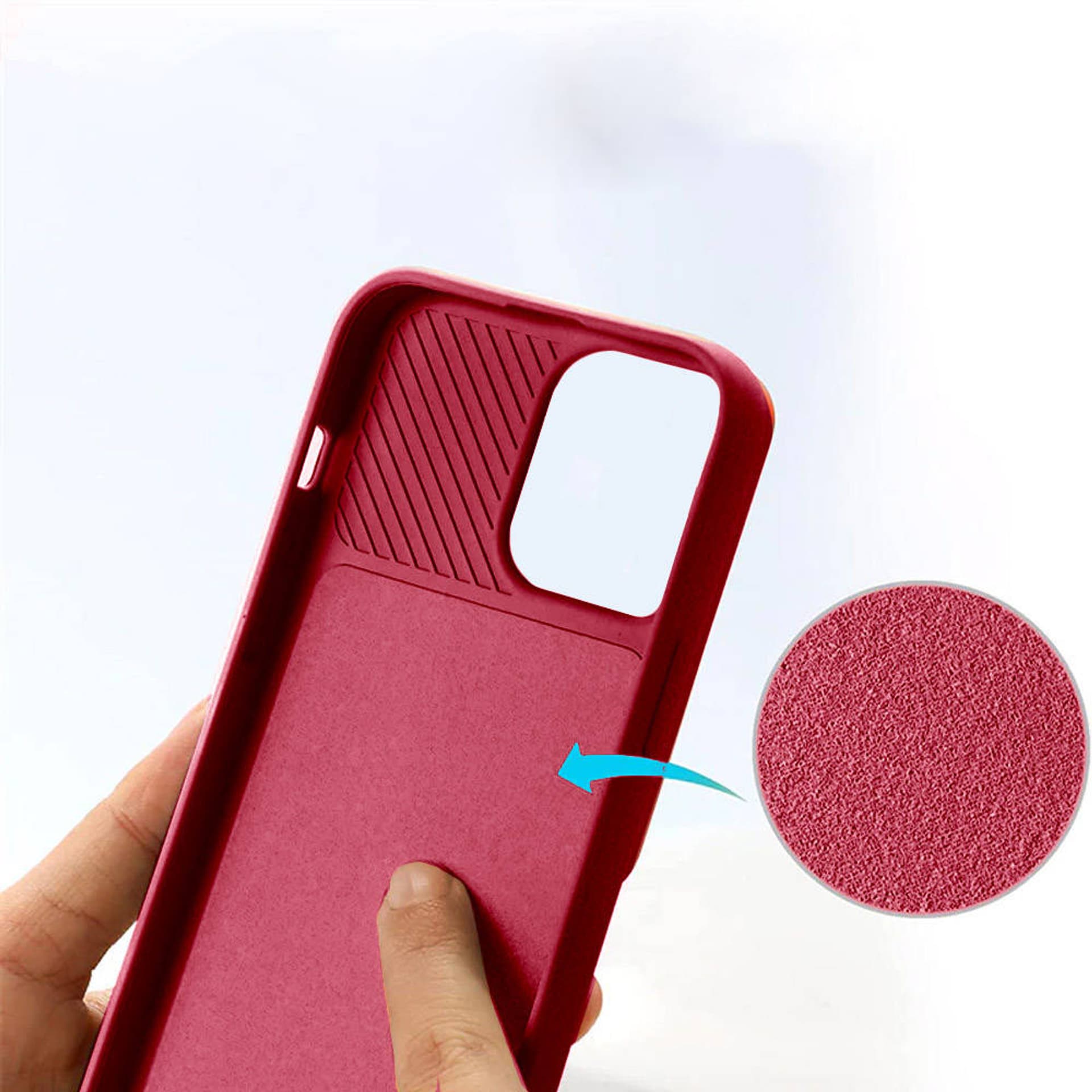 

Etui IPHONE 14 Silikonowe z Osłoną na Aparat Nexeri Silicone Lens burgundowe