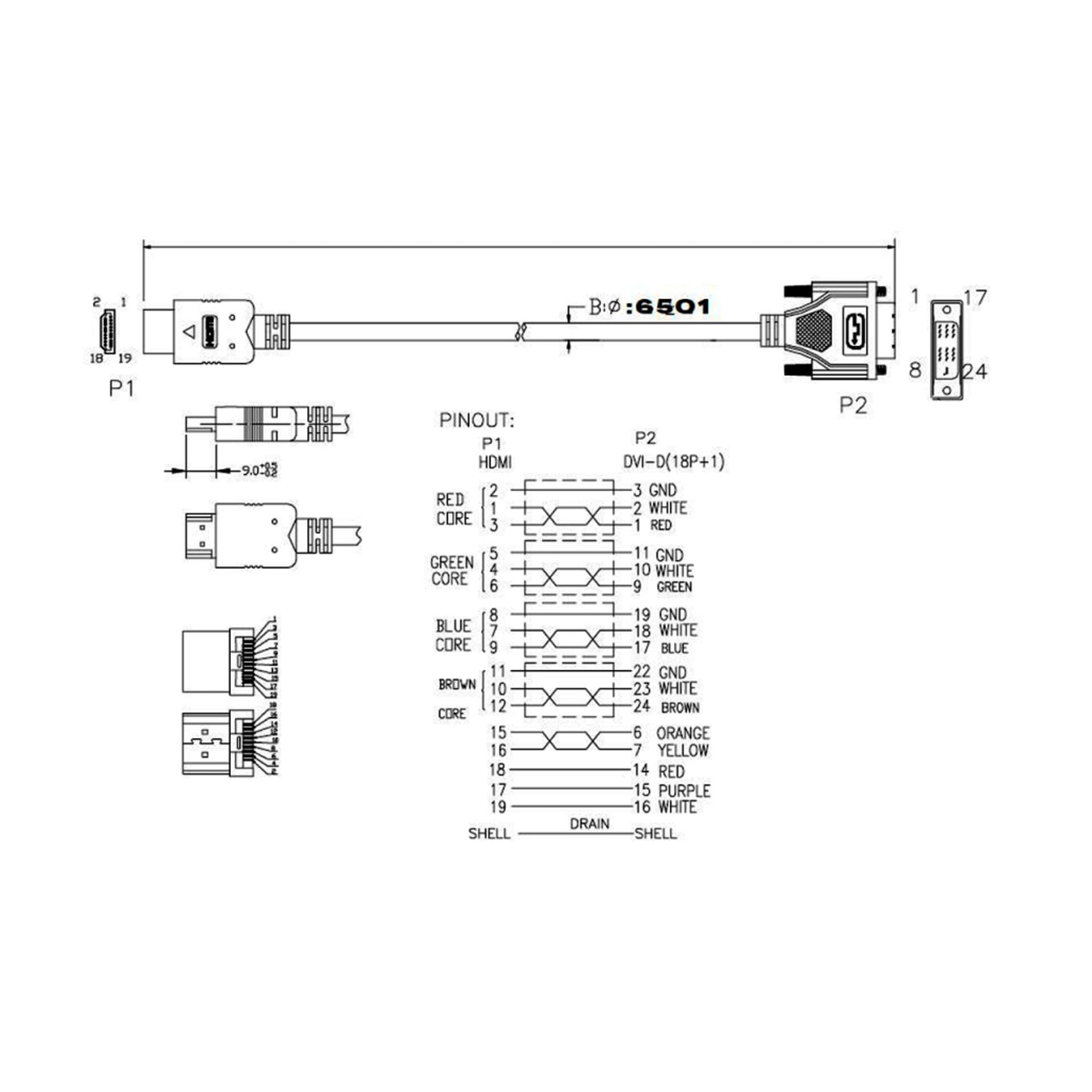 

KABEL HDMI męski /DVI 1.8M ART oem