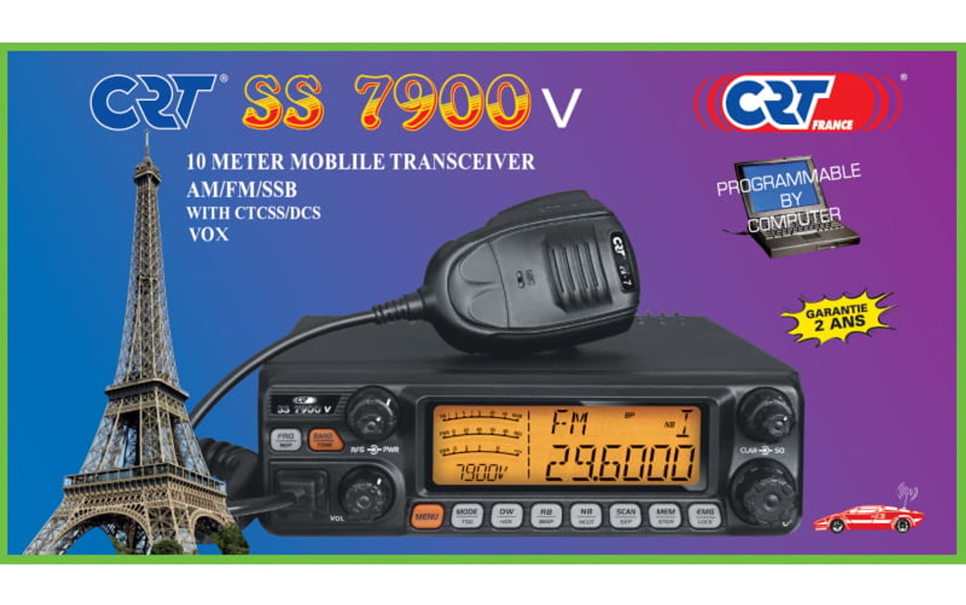 

Radio CB AM/FM/SSB/LSB USB CRT SS 7900 V7 Turbo Vox