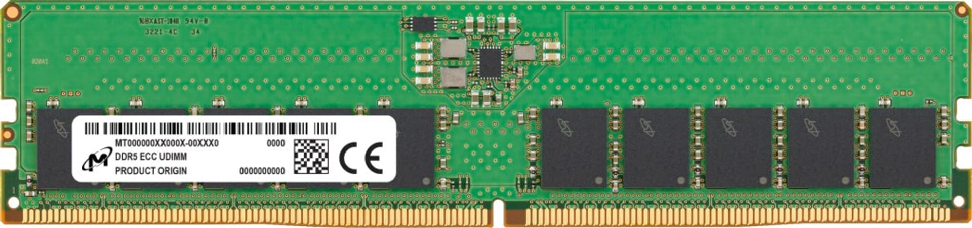 

Micron ECC UDIMM DDR5 16GB 1Rx8 4800MHz PC5-38400 MTC10C1084S1EC48BA1R