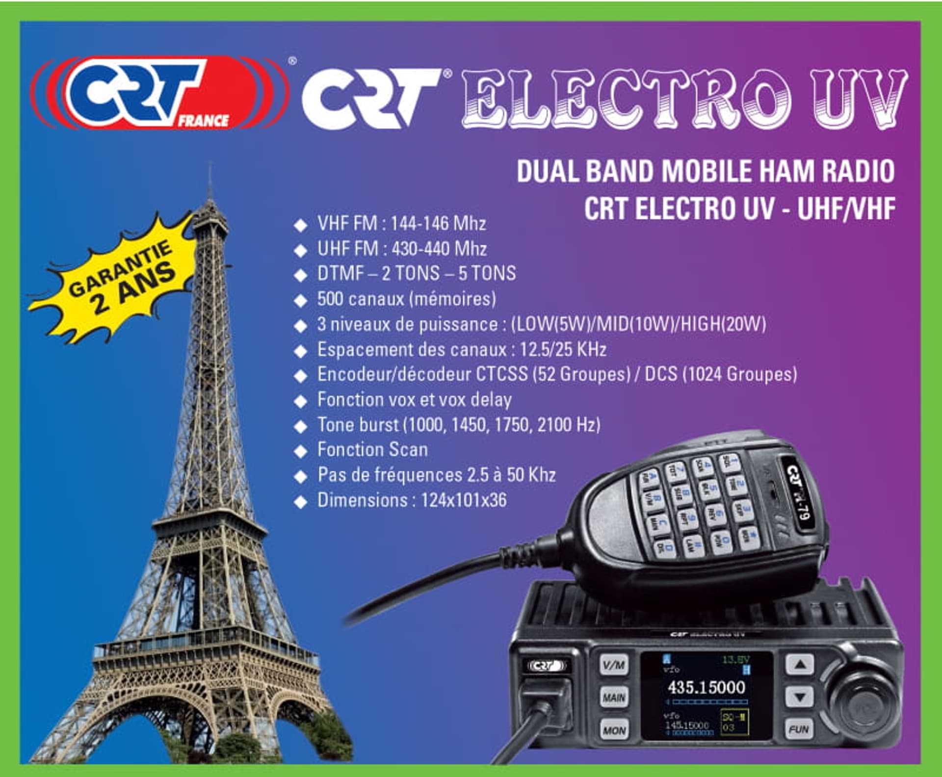 

Radio dual band CRT Electro UV VHF/UHF