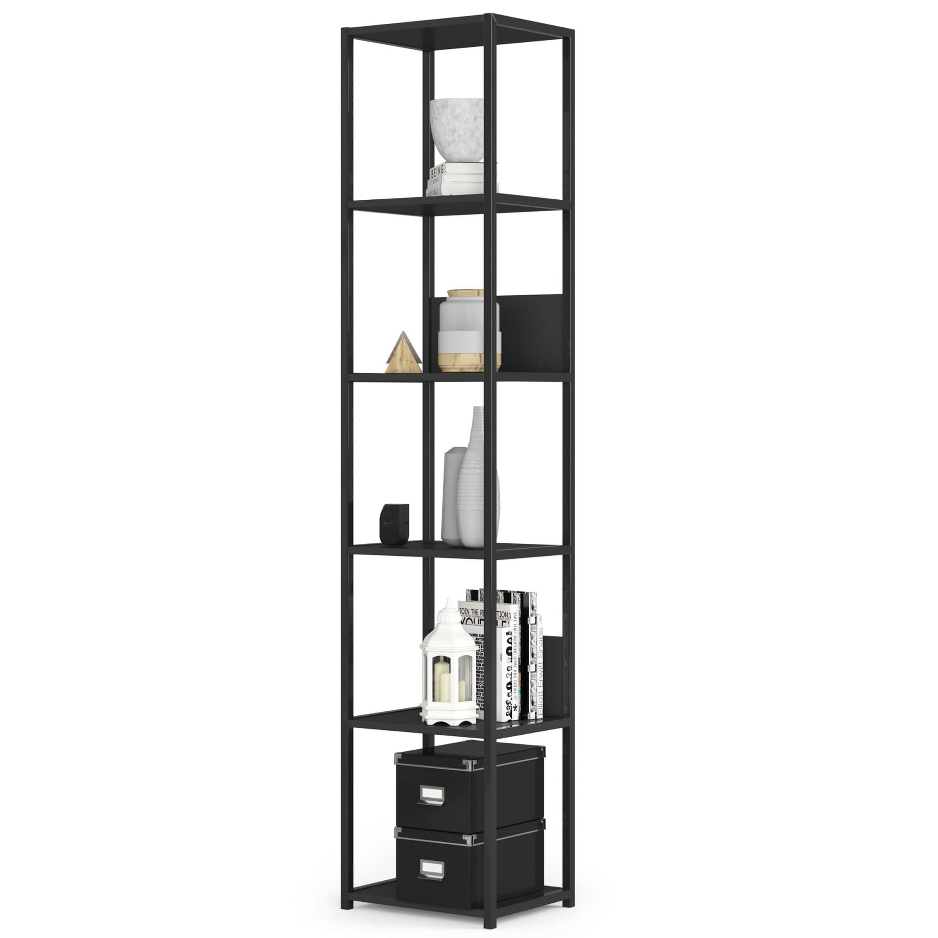 

Regał loftowy metalowy 40 cm - czarny-czarny - 6 półek