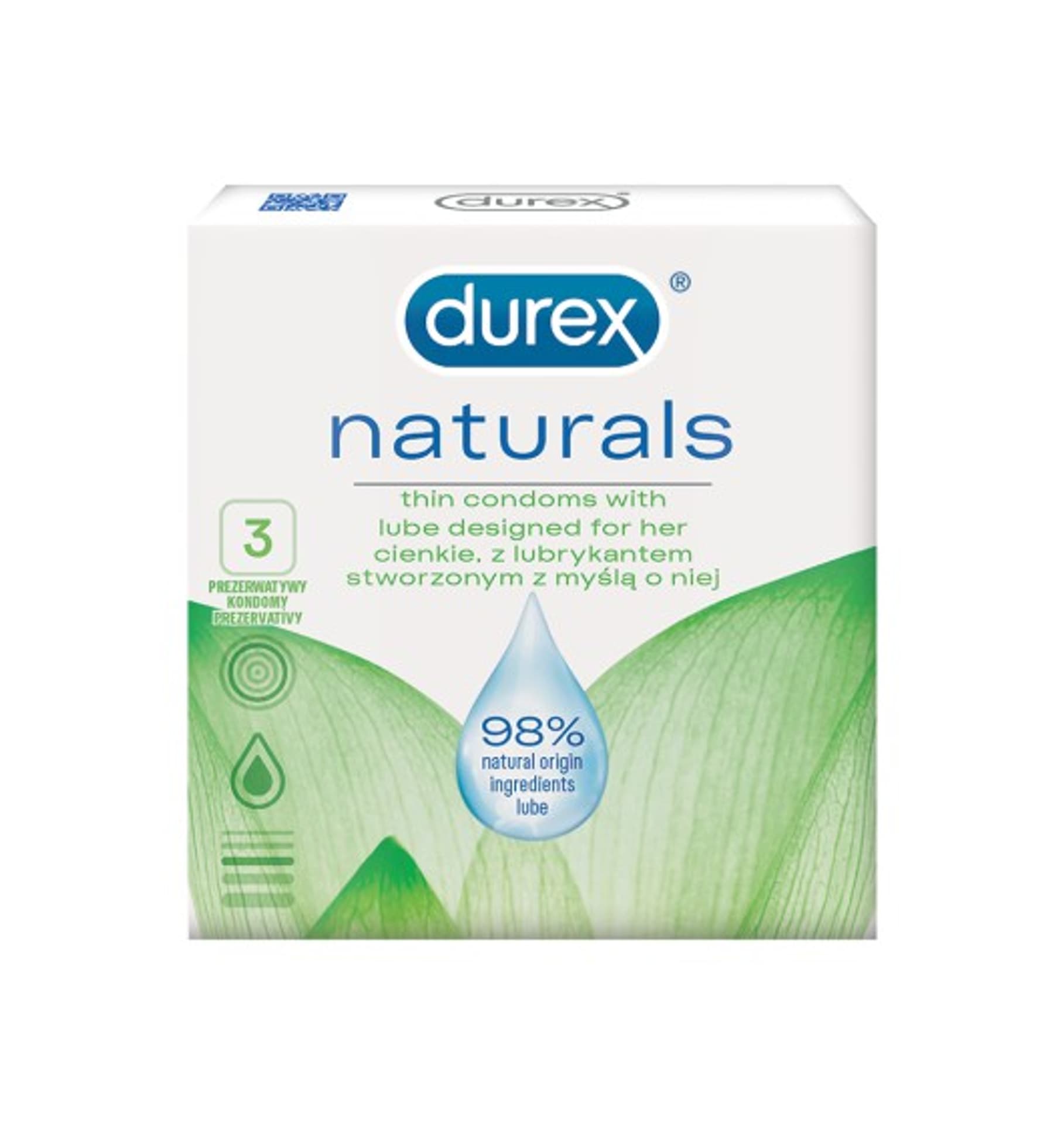 

Durex Naturals cienkie prezerwatywy z lubrykantem stworzone z myślą o niej 3szt