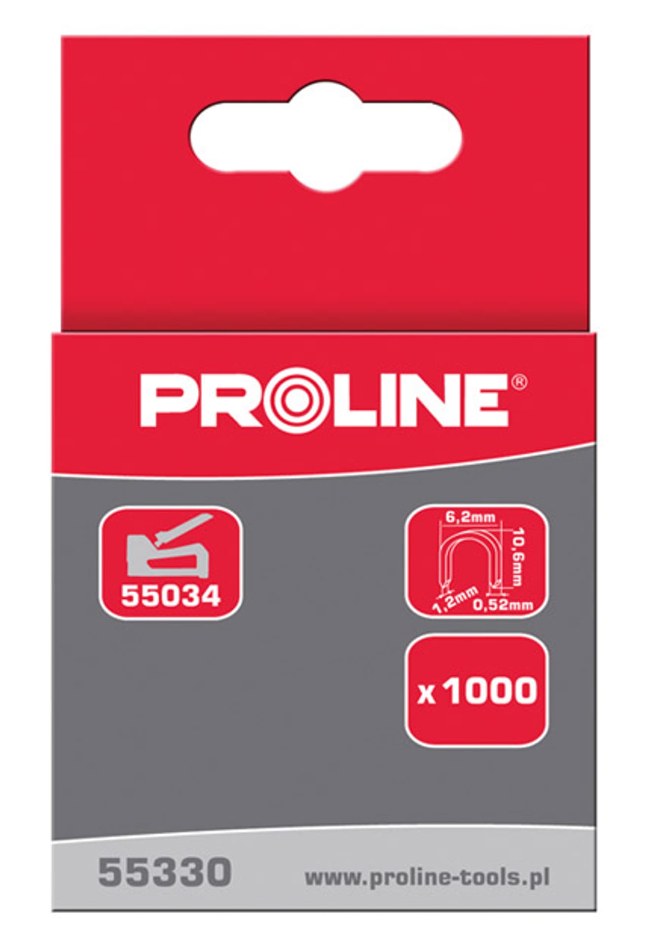 

55330 Zszywki hartowane typ R półokrągłe, L=10mm, Proline