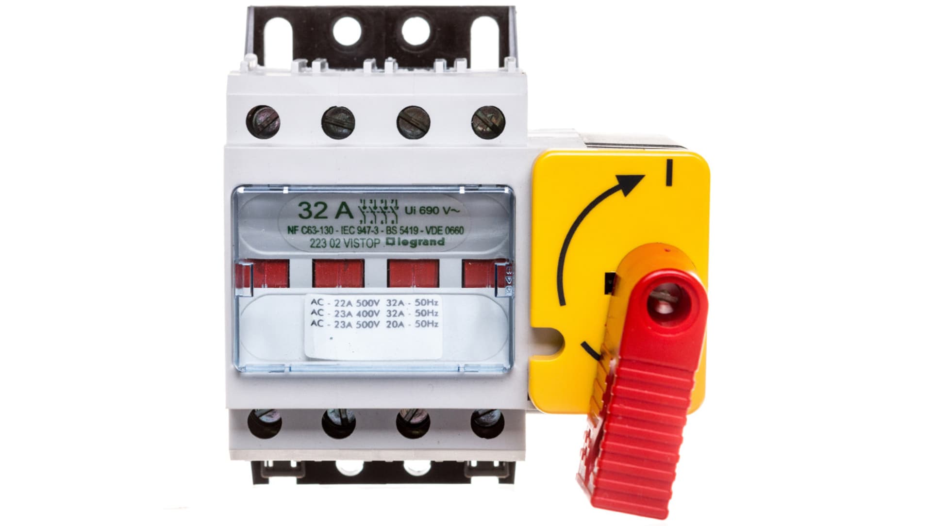 

Rozłącznik izolacyjny 4P 32A VISTOP /napęd frontowy czerwony/ 022302