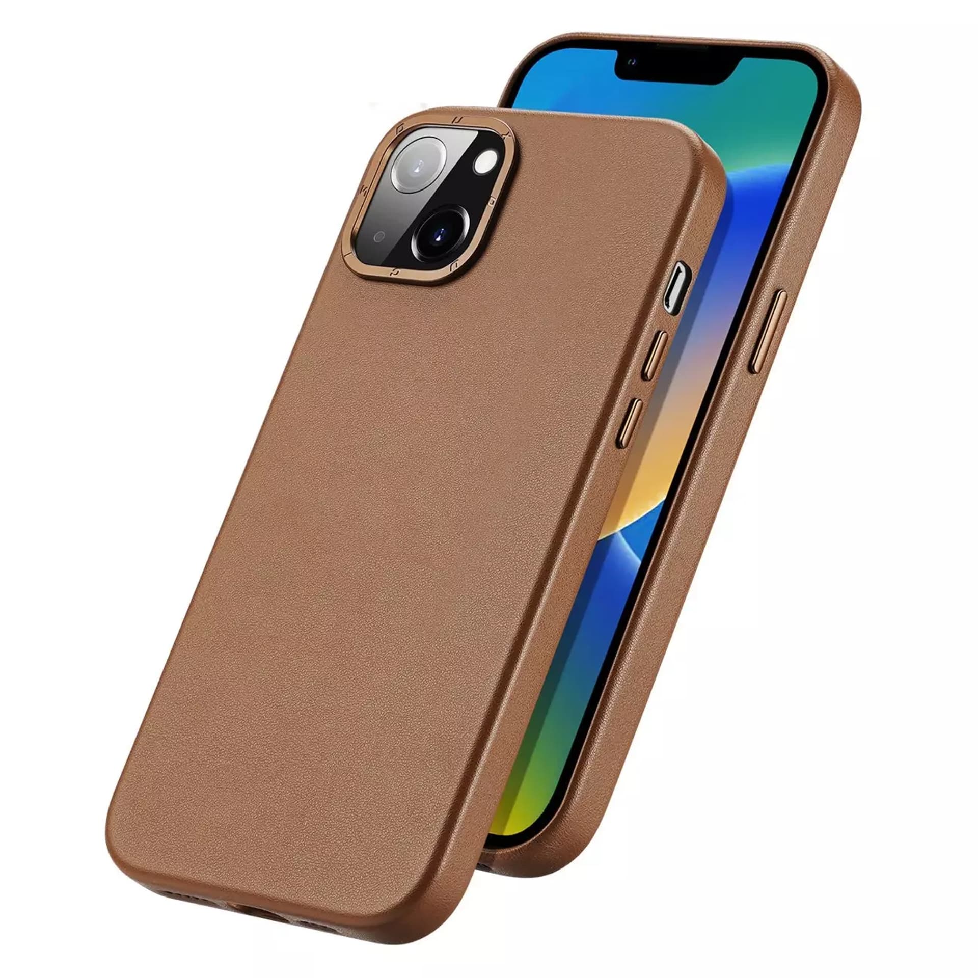 

Dux Ducis Grit skórzane etui do iPhone 14 Plus elegancki pokrowiec ze sztucznej skóry (kompatybilne z MagSafe) brązowy, Kompatybilne z magsafe) brązow