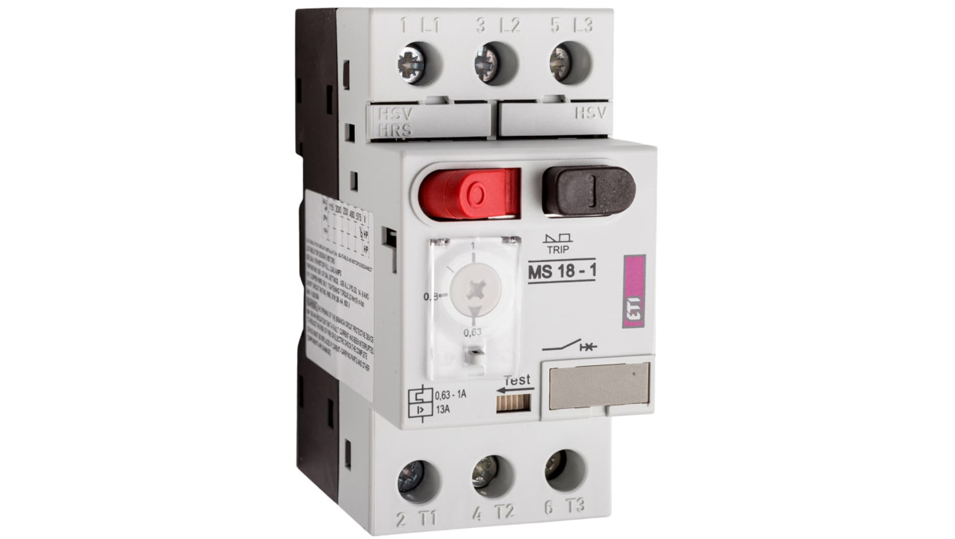 

Wyłącznik silnikowy 3P 0,25kW 0,63-1A MS18 004600344