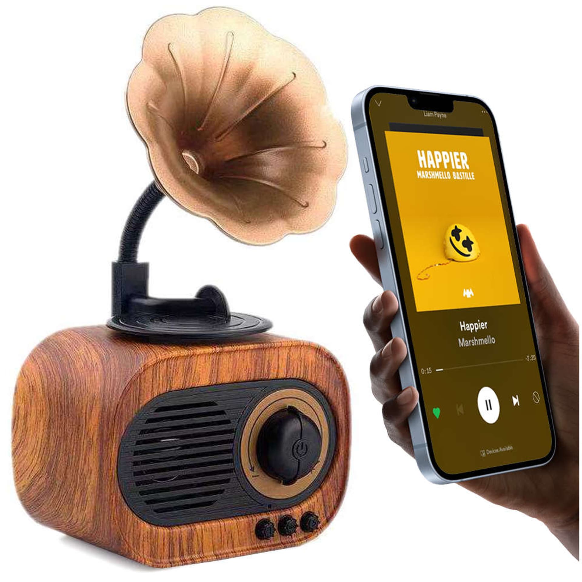 

Głośnik Bezprzewodowy Retro BT SD TF USB 5W Bluetooth 5.0 Mini-B5 przenośne Radio FM vintage Brązowy