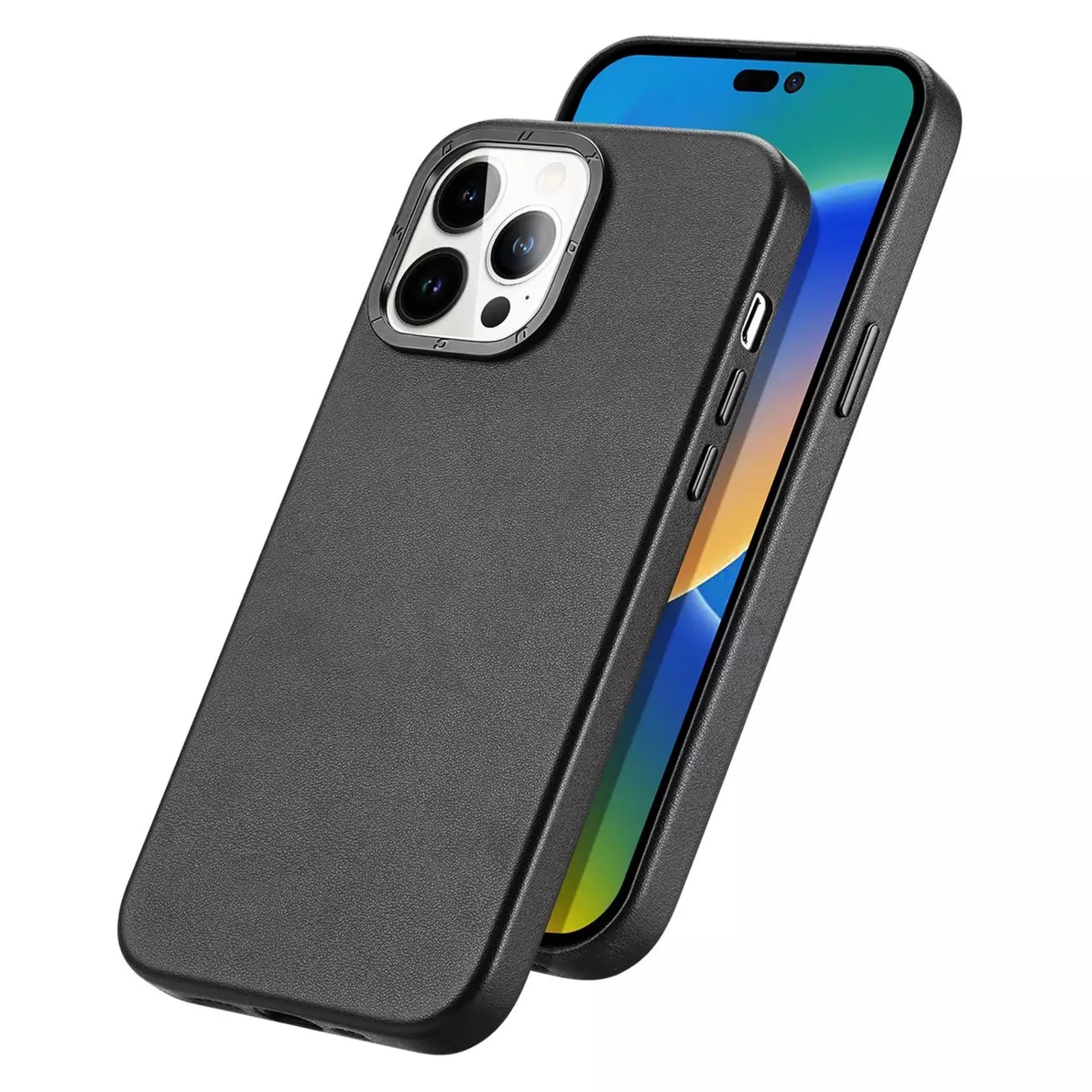 

Dux Ducis Grit skórzane etui do iPhone 14 Pro elegancki pokrowiec ze sztucznej skóry (kompatybilne z MagSafe) czarny, Kompatybilne z magsafe) czarn