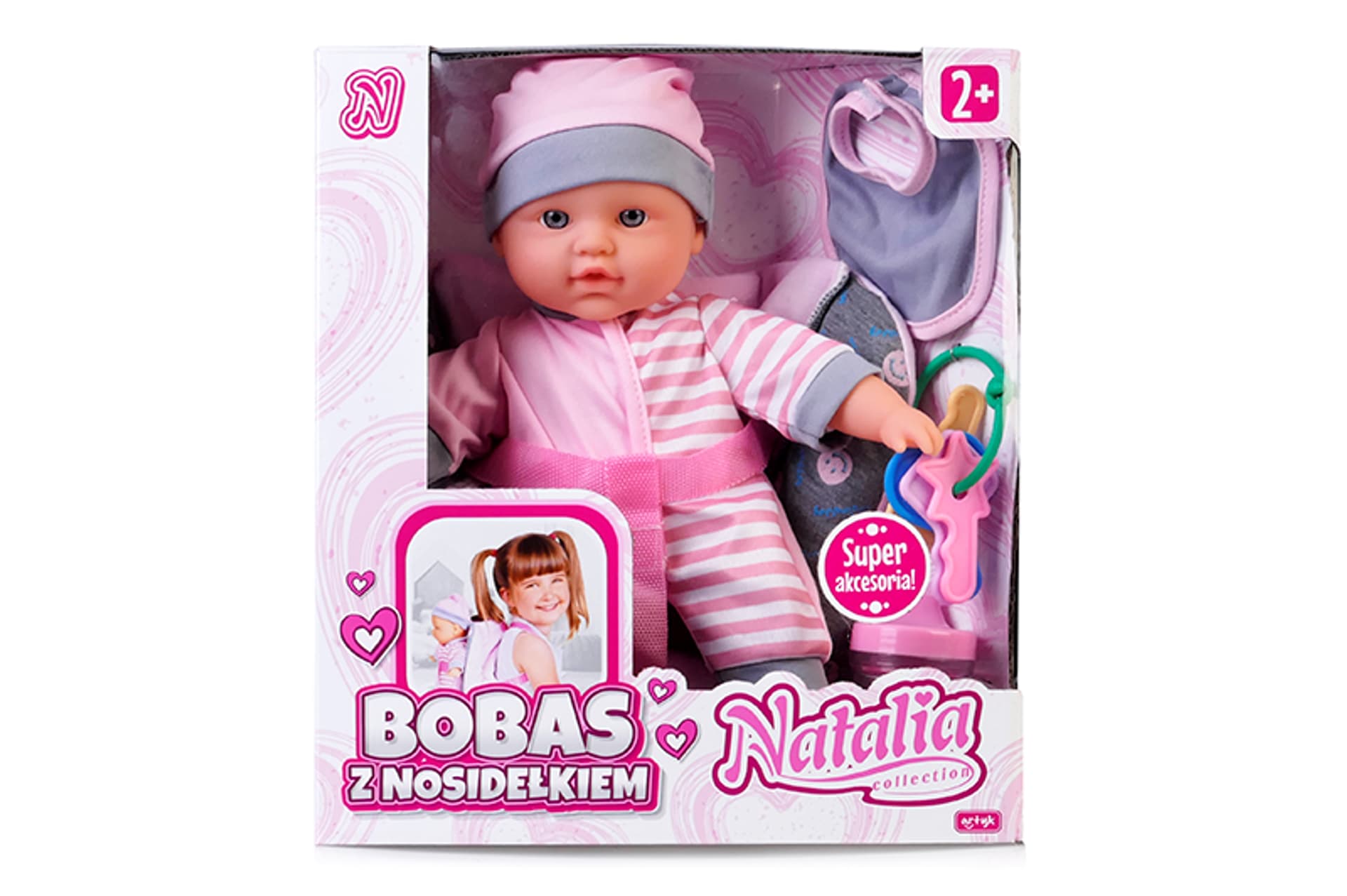 

LALKA NATALIA BOBAS Z NOSIDEŁKIEM BUTELKA AKC 2+