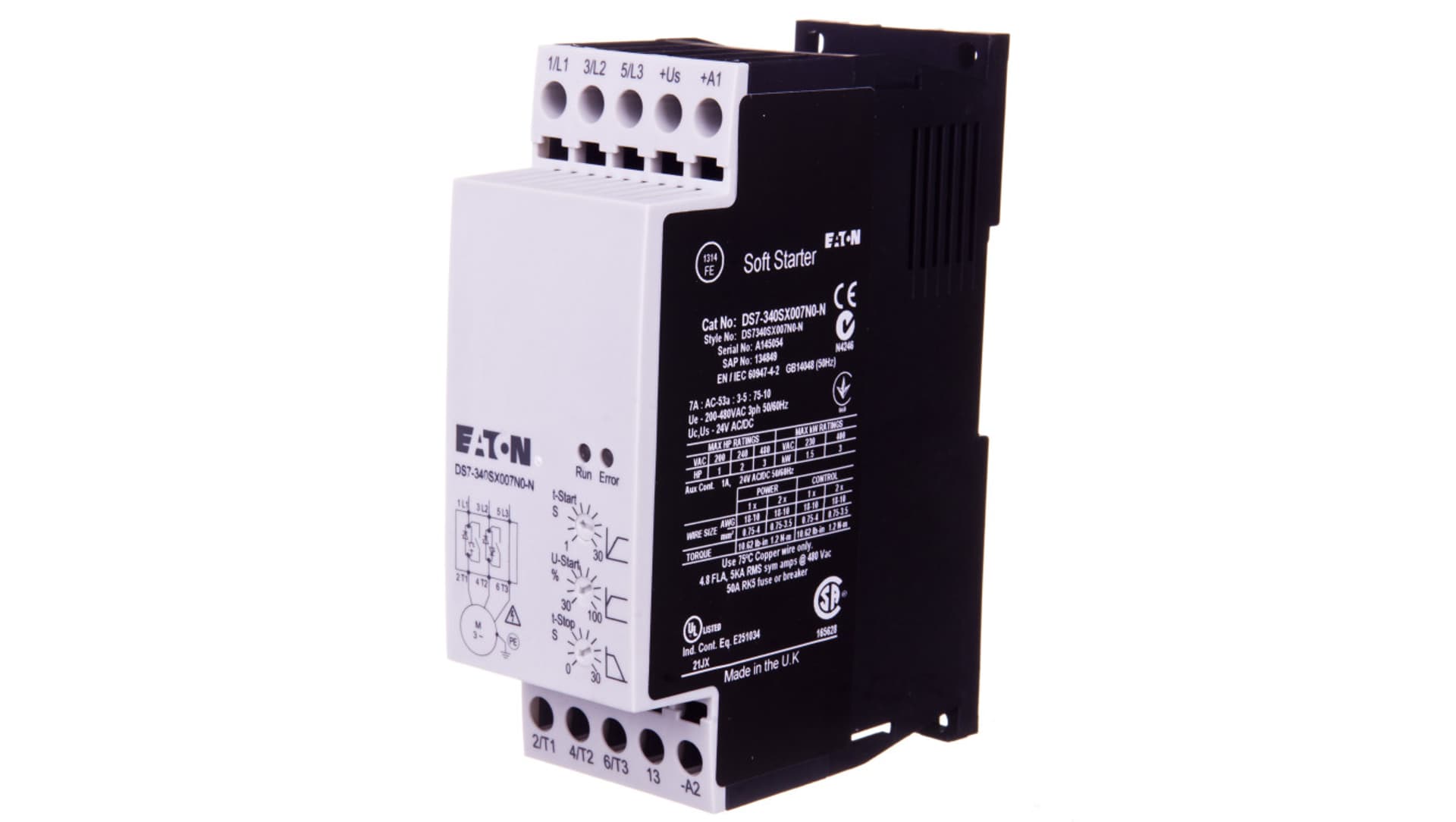 

Softstart 3-fazowy 400VAC 7A 3kW/400V Uc=24V AC/DC DS7-340SX007N0-N 134849