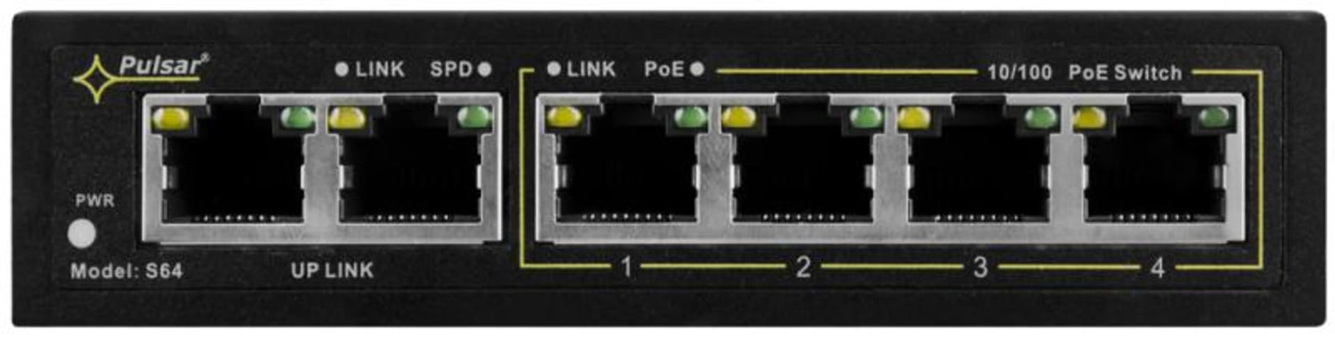 

Pulsar S64 switch 6-portowy PoE dla 4 kamer IP v1.2 PoE Long Range do 250m