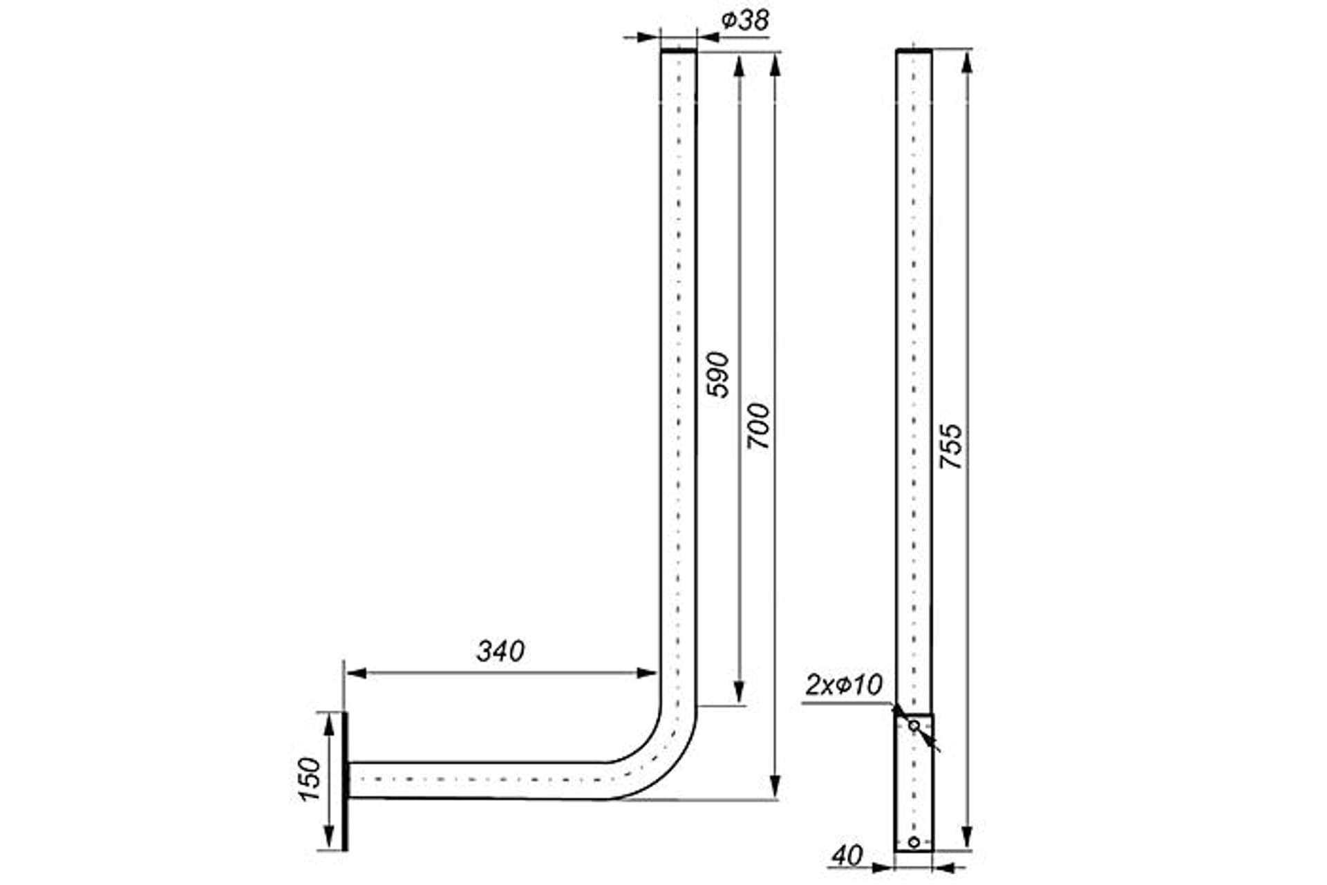 

Uchwyt antenowy murowy UML-38L30x60 ocynkowany