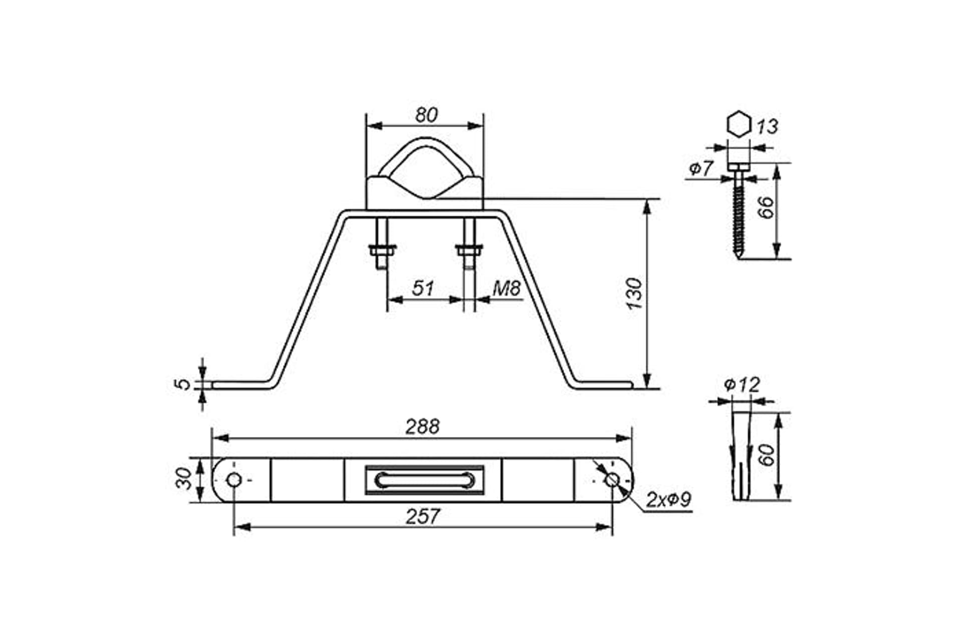 

Obejma murowa OMM-50L13