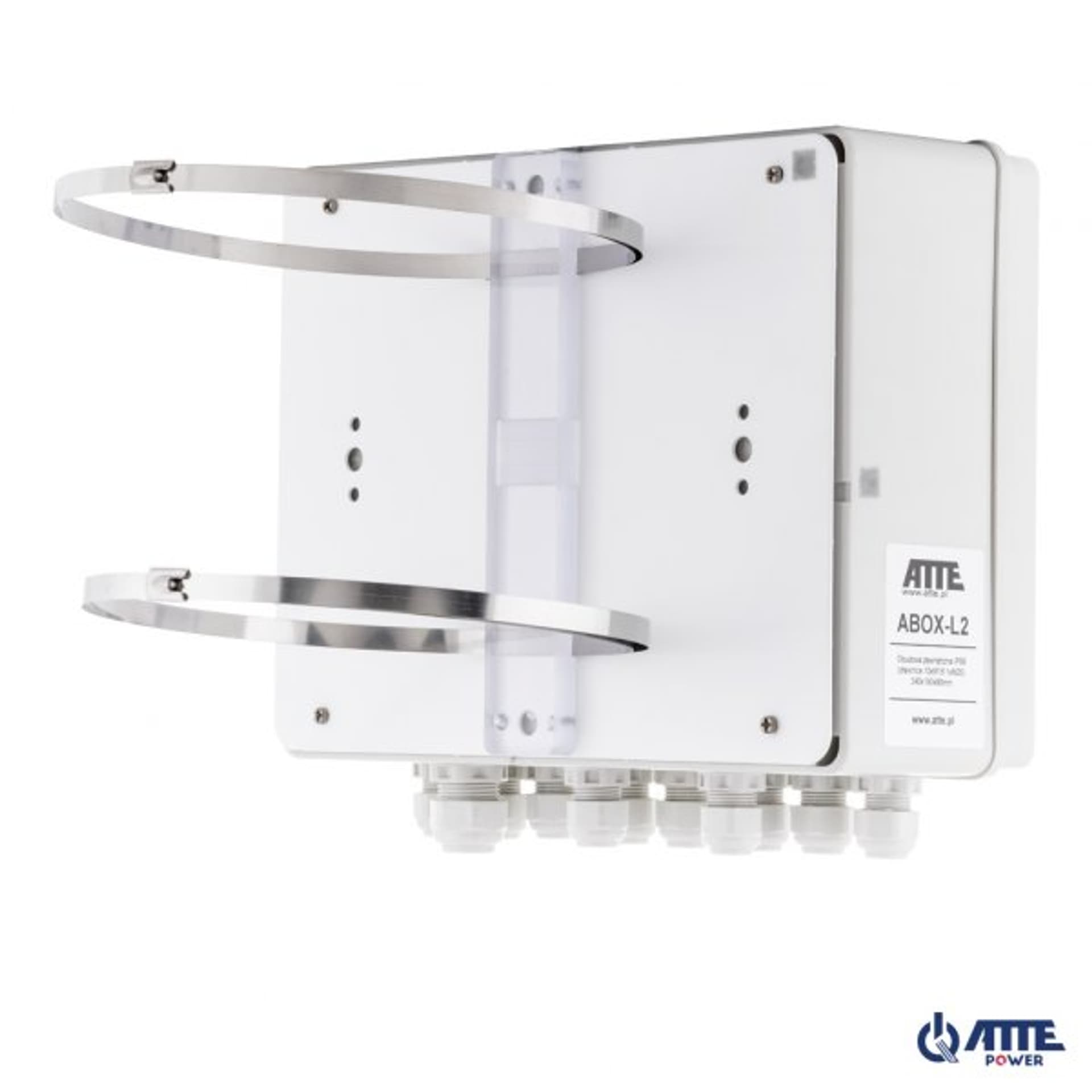 

Adapter słupowy z obejmą fi 300mm (2 opaski stalowe) do mocowania obudów zewnętrznych ABOX-L