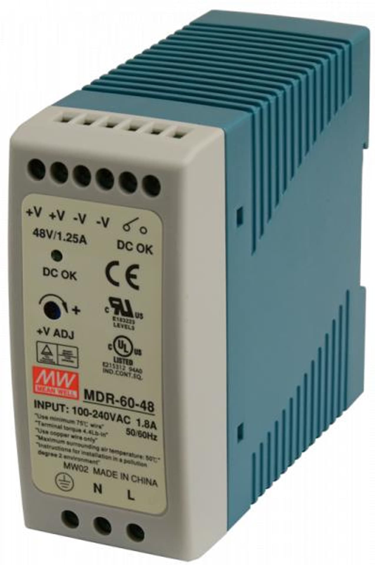 

Zasilacz Mean Well MDR-60-48 48V/60W/1,25A na szynę DIN