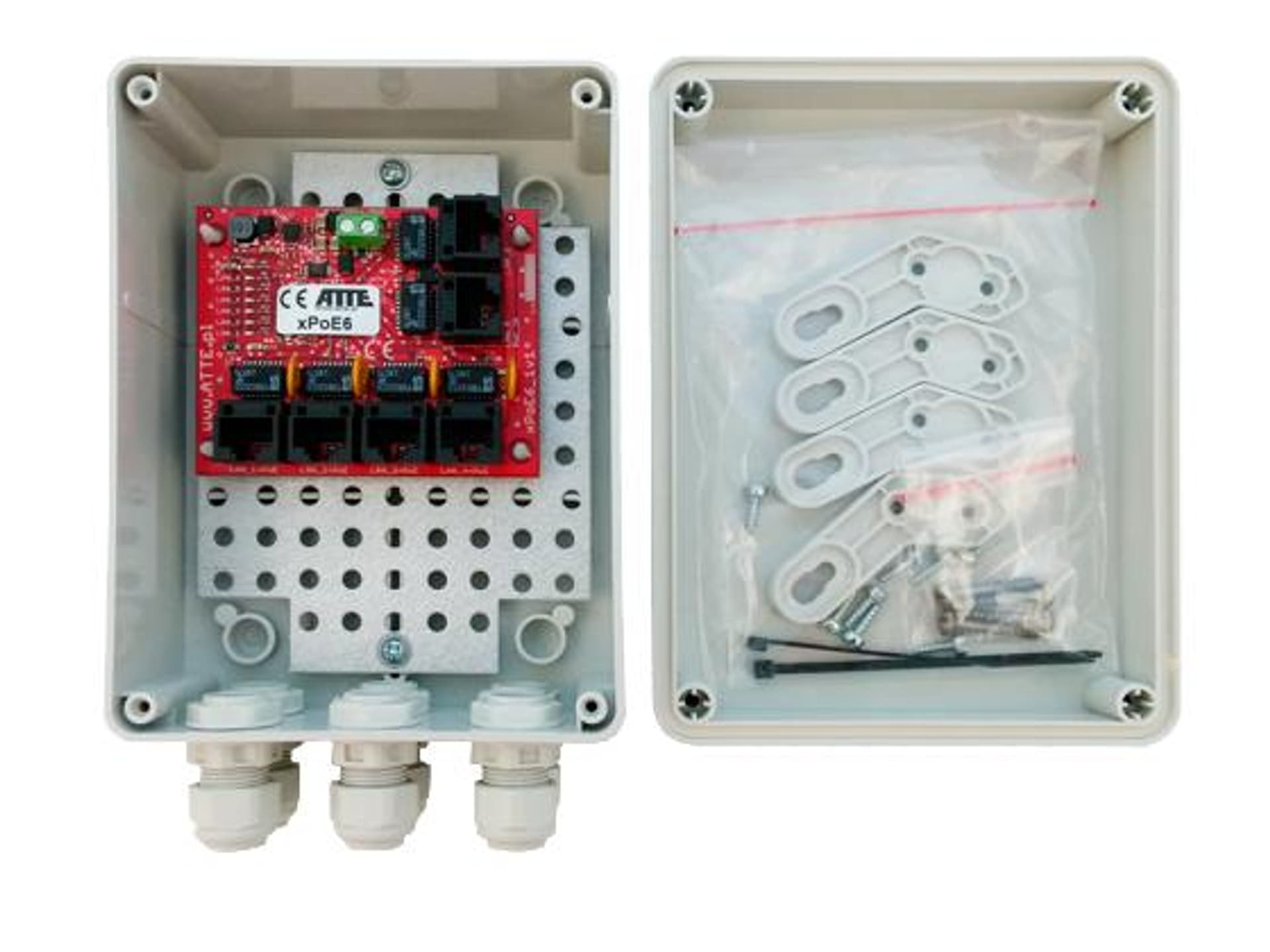 

Switch PoE 6 portów (4xPoE + 2xLAN) w obudowie IP56, 4xpoe + 2xlan) w obudowie ip5