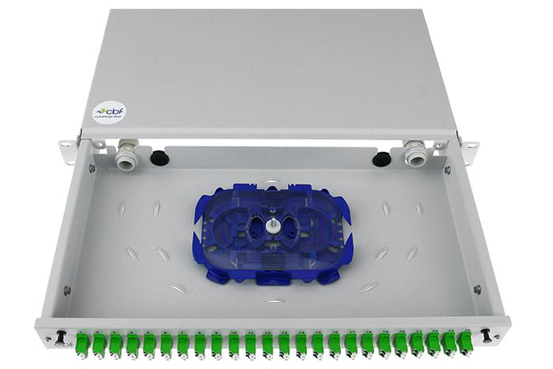 

Kompletna przełącznica CBF 24xLC/APC duplex 1U 19'' wysuwana