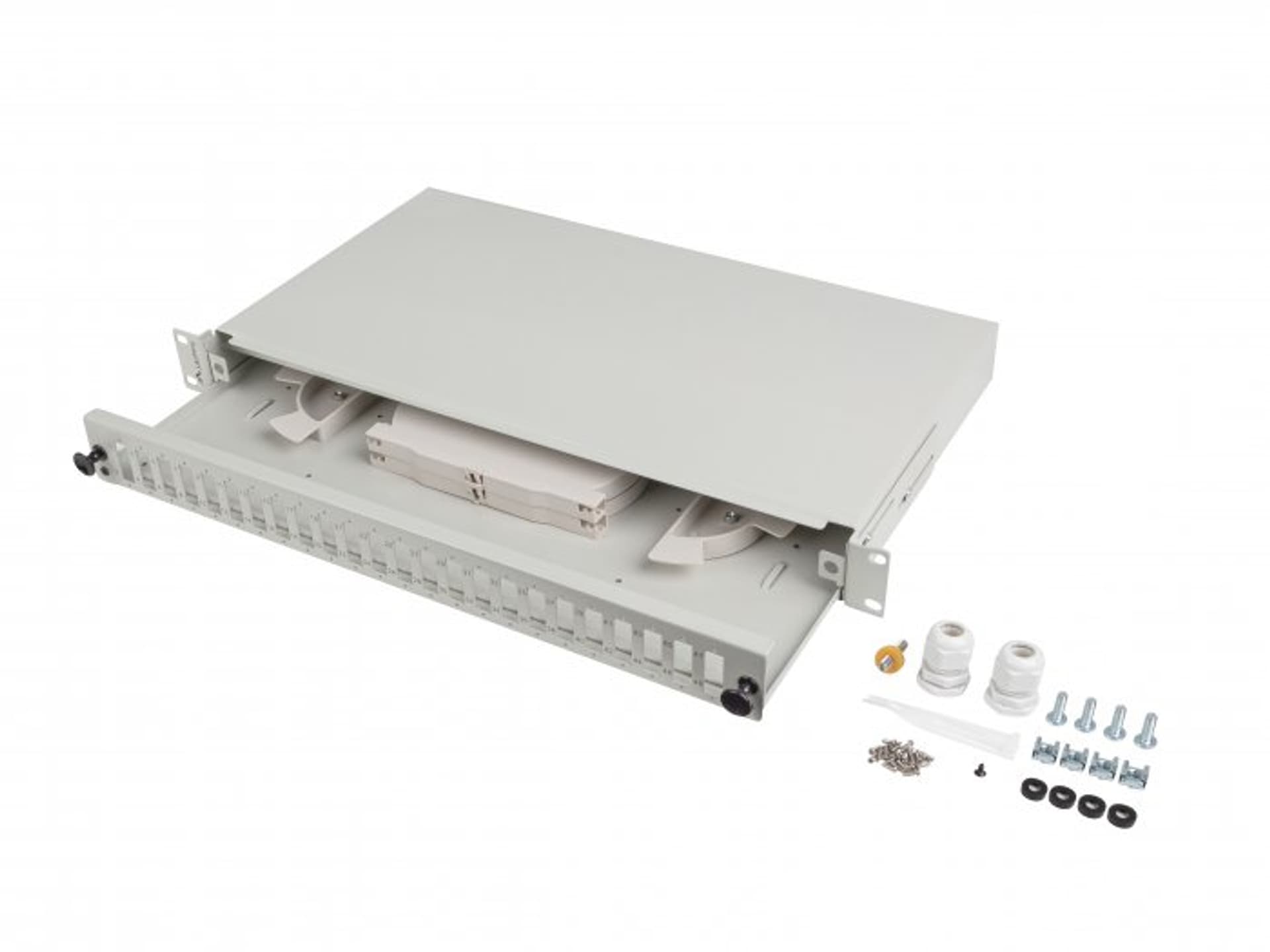 

PRZEŁĄCZNICA ŚWIATŁOWODOWA 24XSC DUPLEX / 24XLC QUAD RACK 19 1U SZARA + AKCESORIA