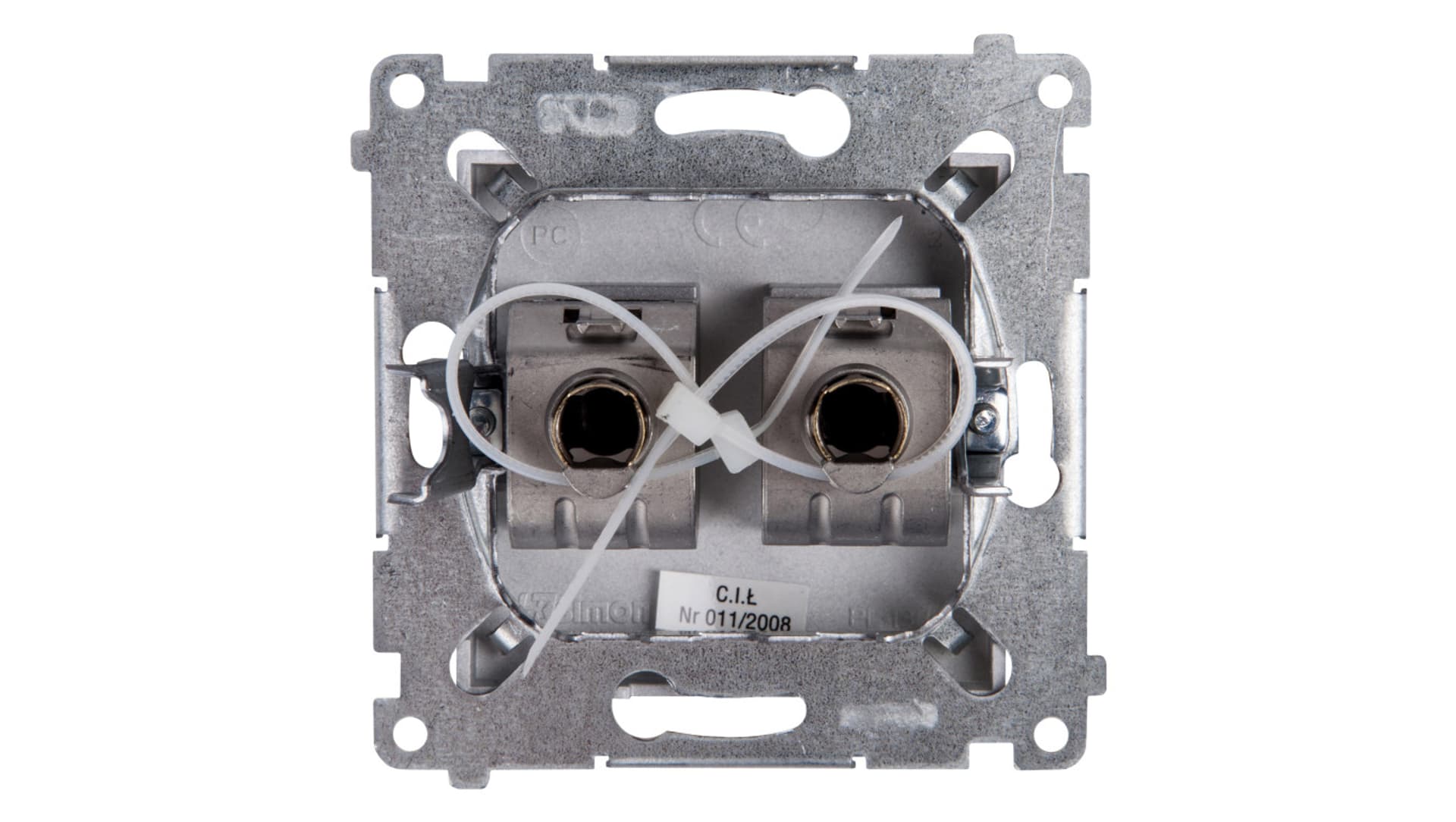 

Simon 54 Gniazdo komputerowe podwójne 2xRJ45 kat.6 ekranowane z przesłoną srebrny mat D62E.01/43