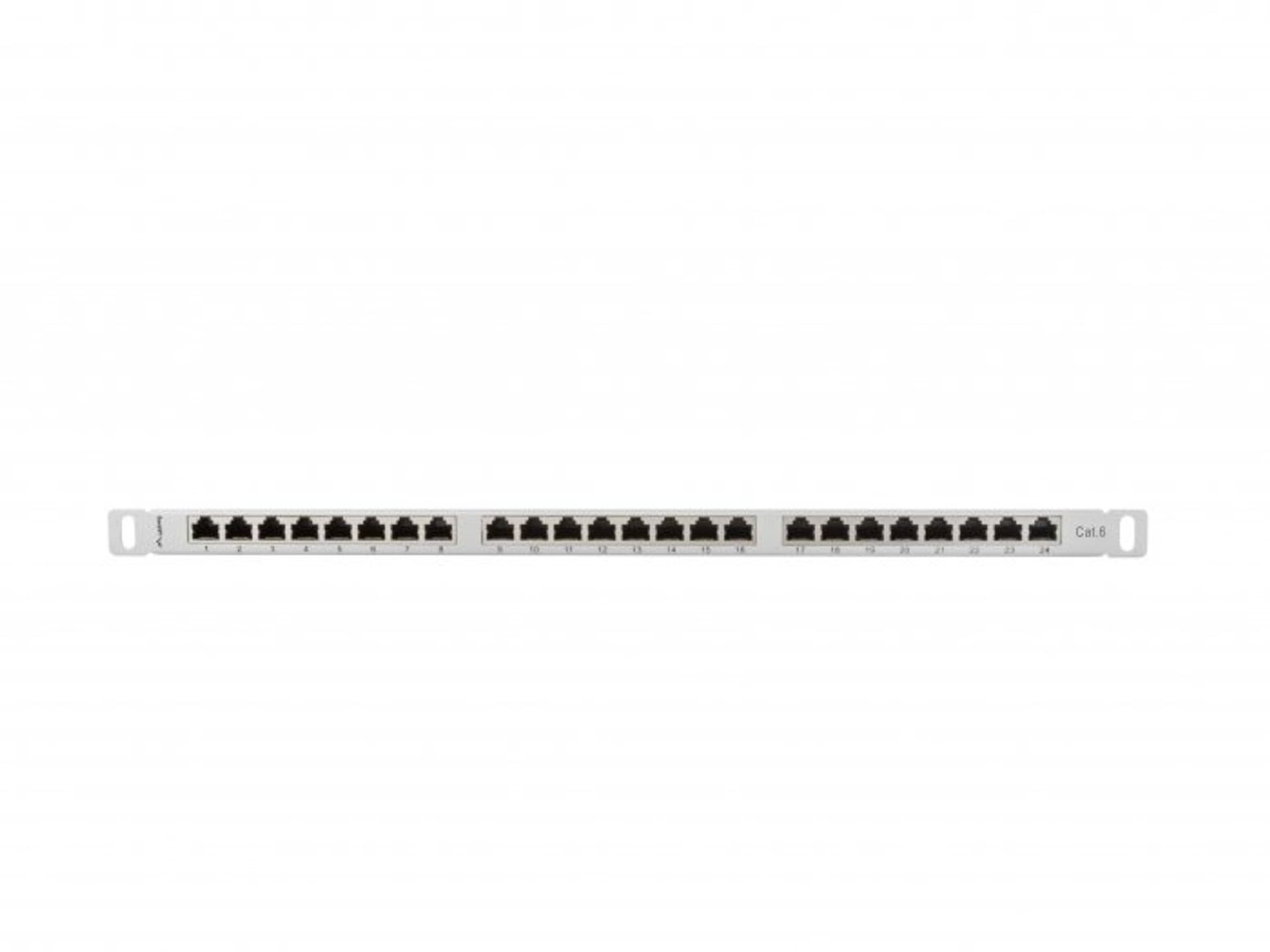 

PATCH PANEL 24 PORT 0.5U 19” KAT.6 EKRANOWANY SZARY LANBERG