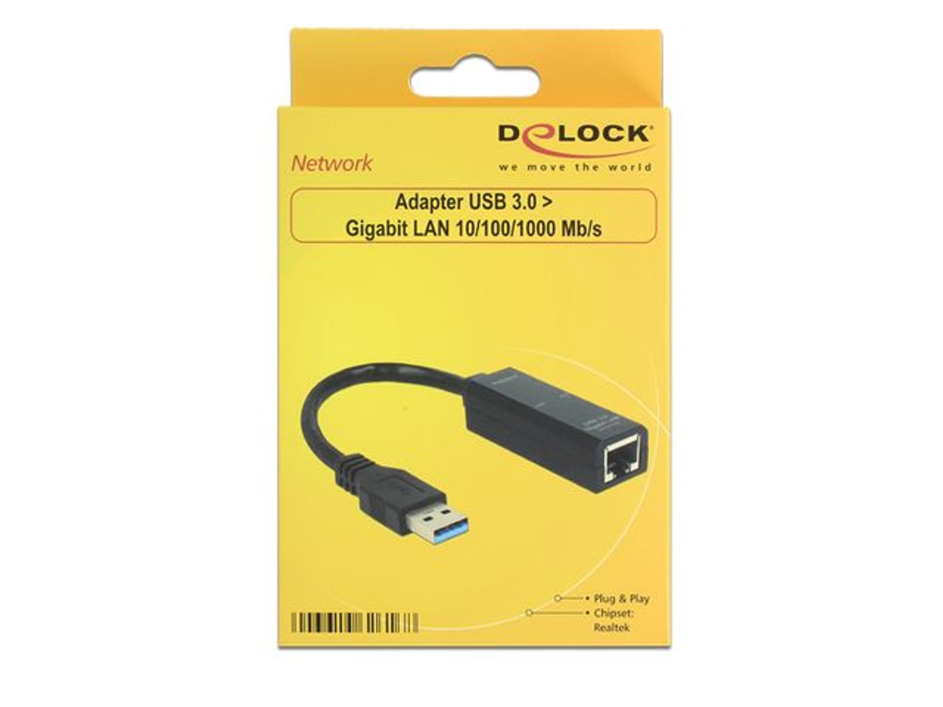 

KARTA SIECIOWA DELOCK USB 3.0 1X RJ45 1GB NA KABLU