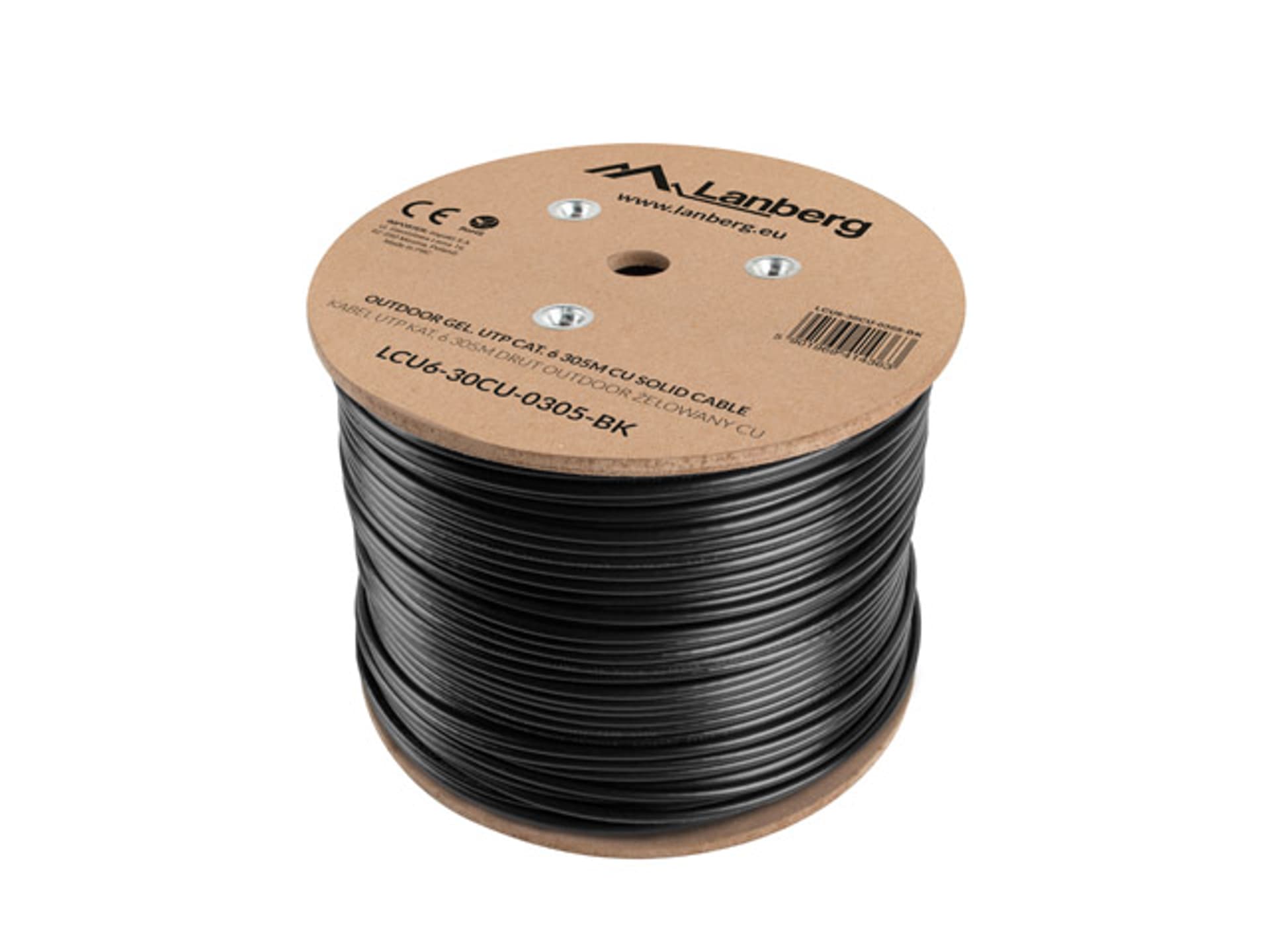 

KABEL LAN UTP KAT.6 305M DRUT OUTDOOR ŻELOWANY CU CZARNY FLUKE PASSED LANBERG