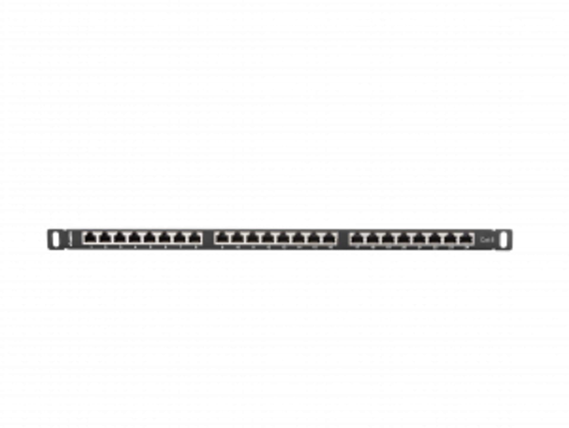 

PATCH PANEL 24 PORT 0.5U 19” KAT.6 EKRANOWANY CZARNY LANBERG