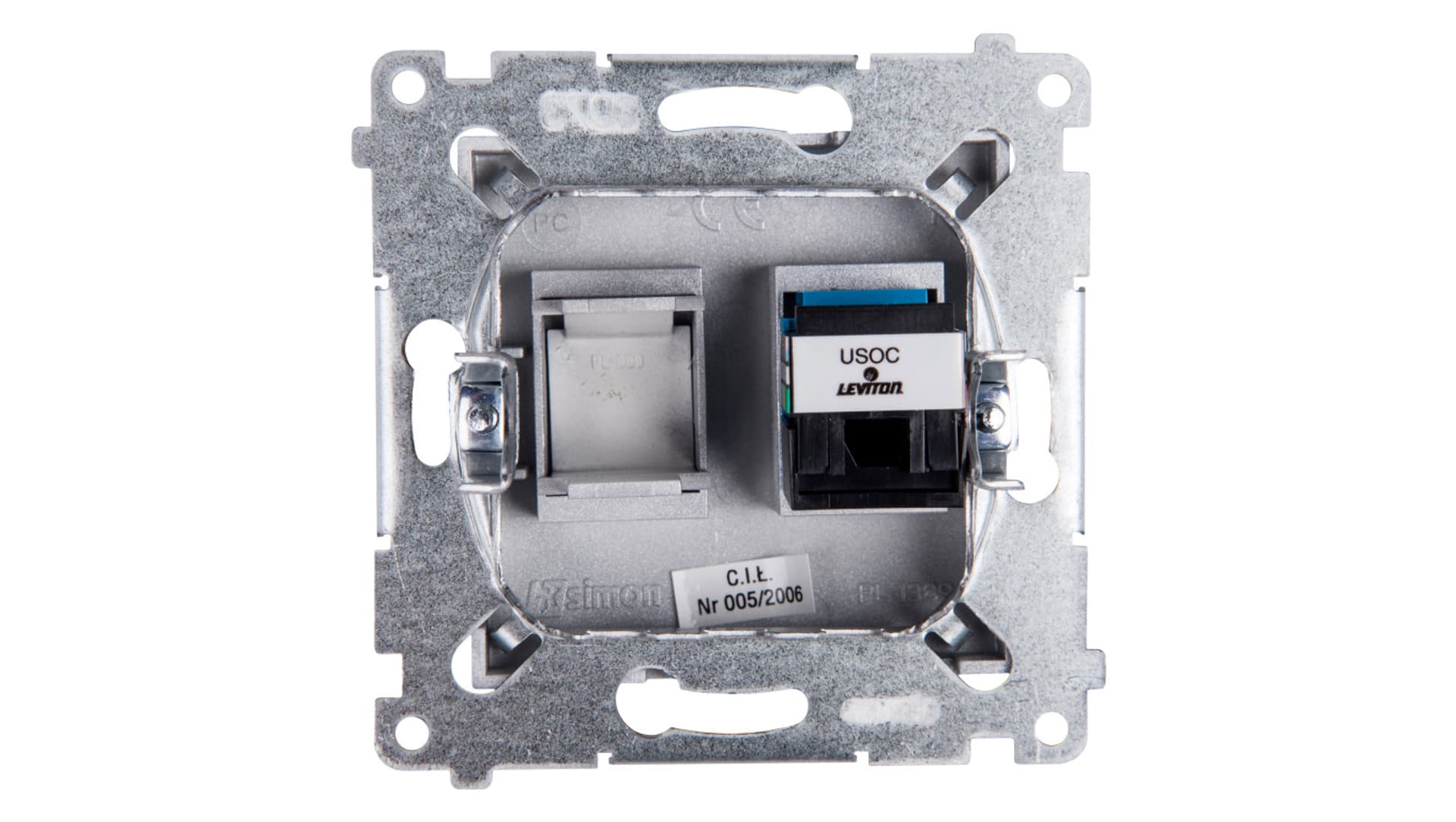 

Simon 54 Gniazdo telefoniczne pojedyncze RJ12 srebrny mat DT1.01/43