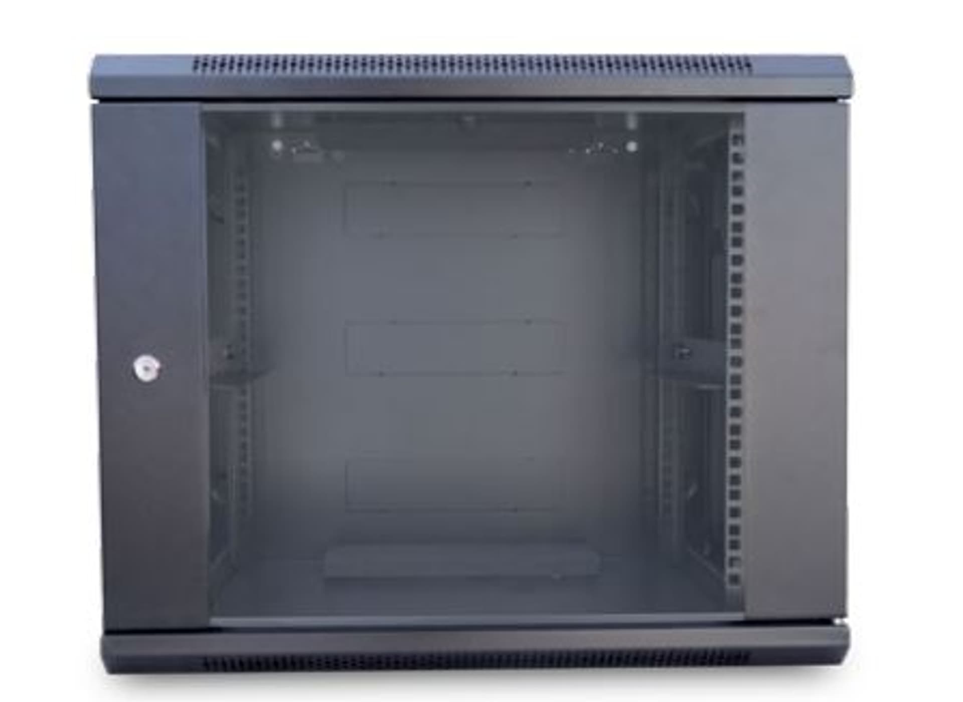 

Szafa wisząca 15U 600x600mm czarna szklane drzwi TOTEN