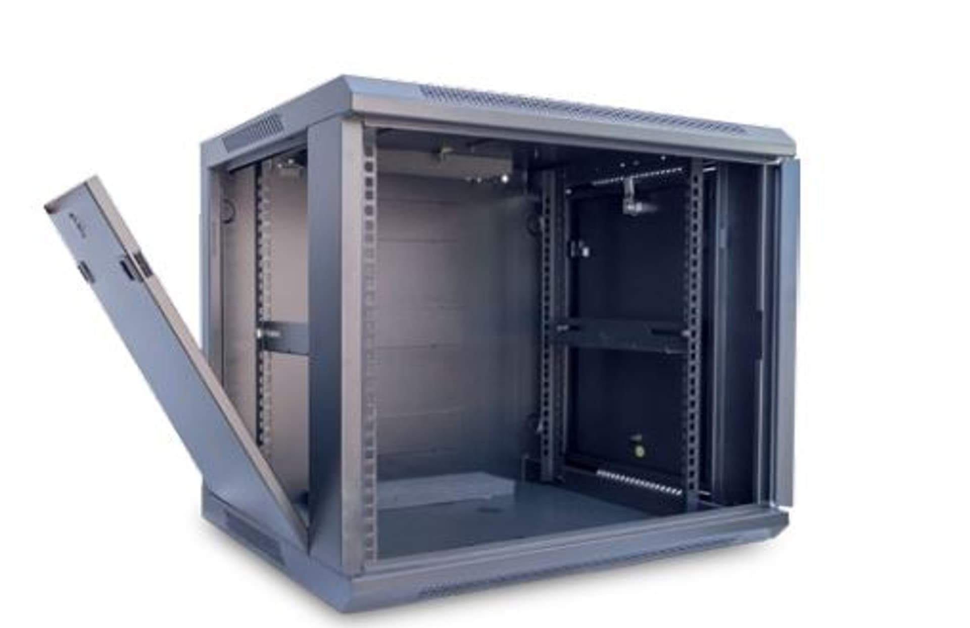 

Szafa wisząca 12U 600x450mm czarna szklane drzwi TOTEN