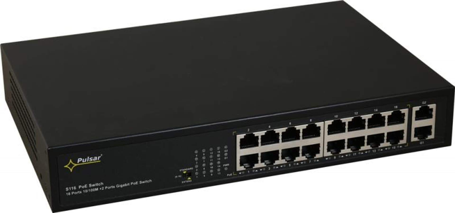 

Pulsar S116 Switch PoE 16-portowy do 16 kamer IP 2x Uplink 1GB