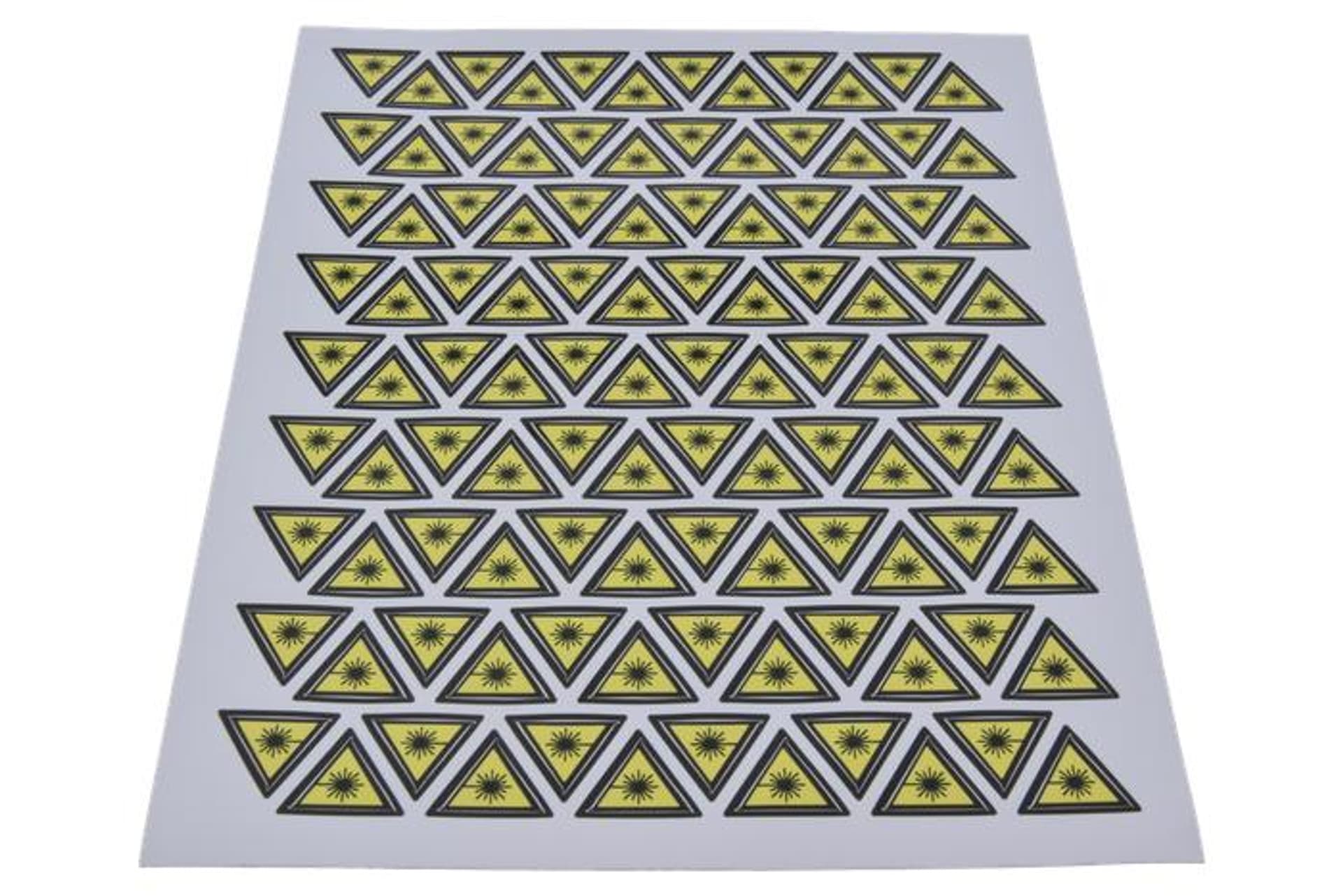 

Naklejka trójkąt z laserem 15x15x15mm - Arkusz 108szt