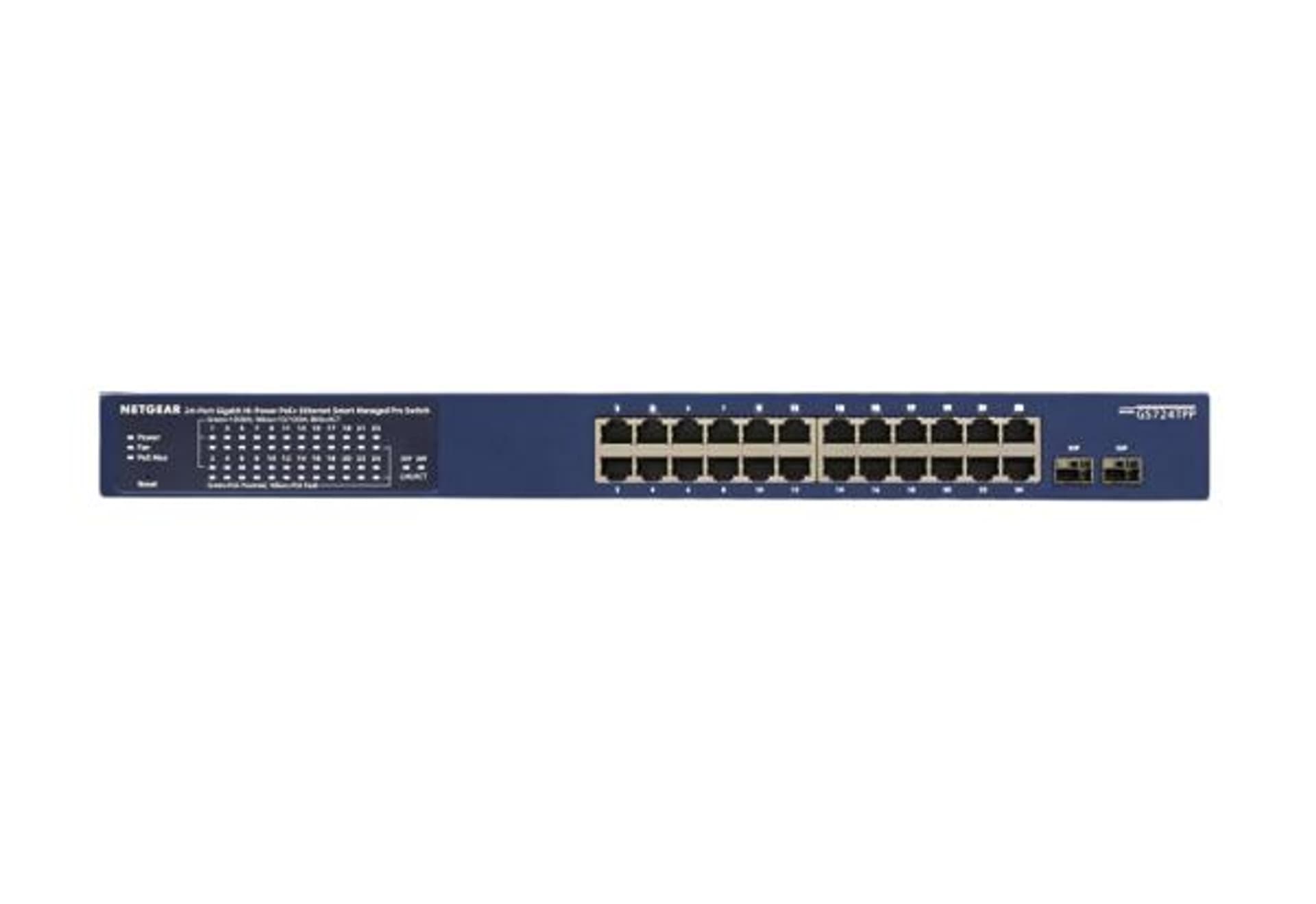 

Netgear ProSafe Smart 24-Port GbE PoE+ Switch, 190W, 2xSFP (GS724TP v2)