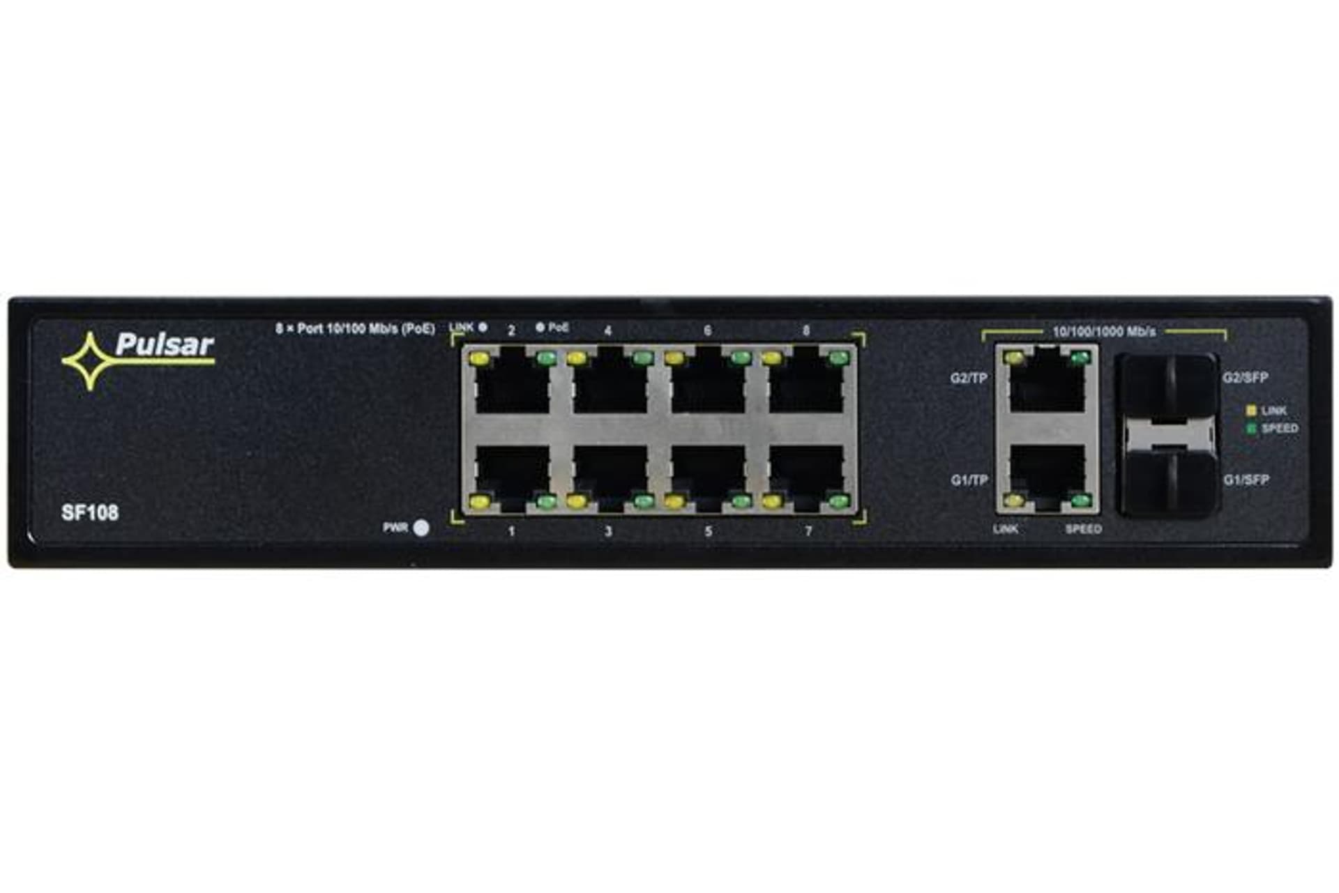 

Pulsar SF108 switch 12-portowy PoE dla 8 kamer IP, 2x SFP, 2x Gigabit LAN