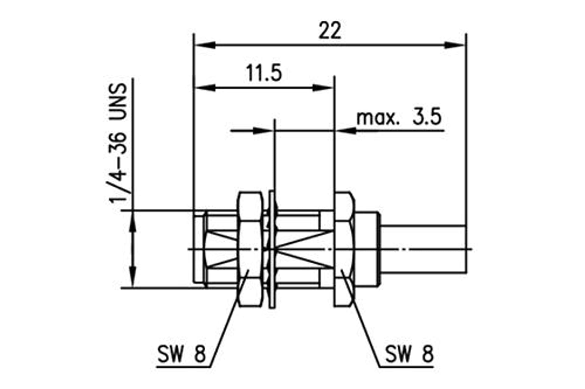 

SMA gniazdo zagn. panel. RG316/RG174 Au
