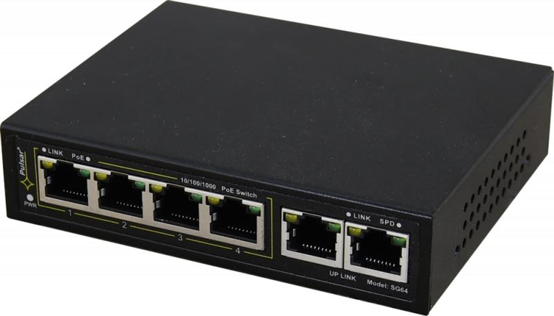 

Pulsar SG64 Switch gigabitowy 6-portowy PoE do 4 kamer IP bez zasilacza