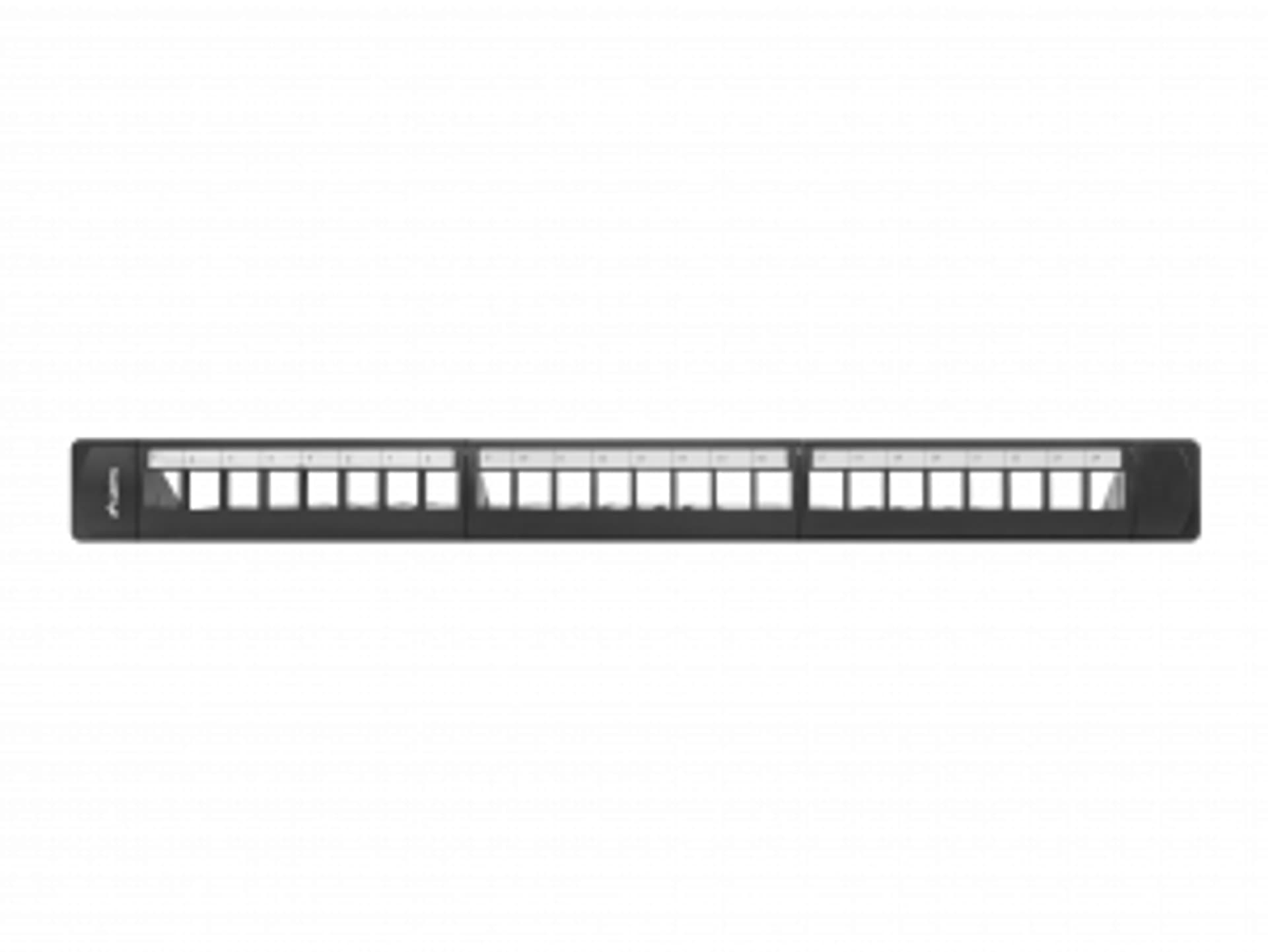 

PATCH PANEL PUSTY 24 PORT 1U 19 Z ORGANIZEREM DO MODUŁÓW KEYSTONE CZARNY LANBERG