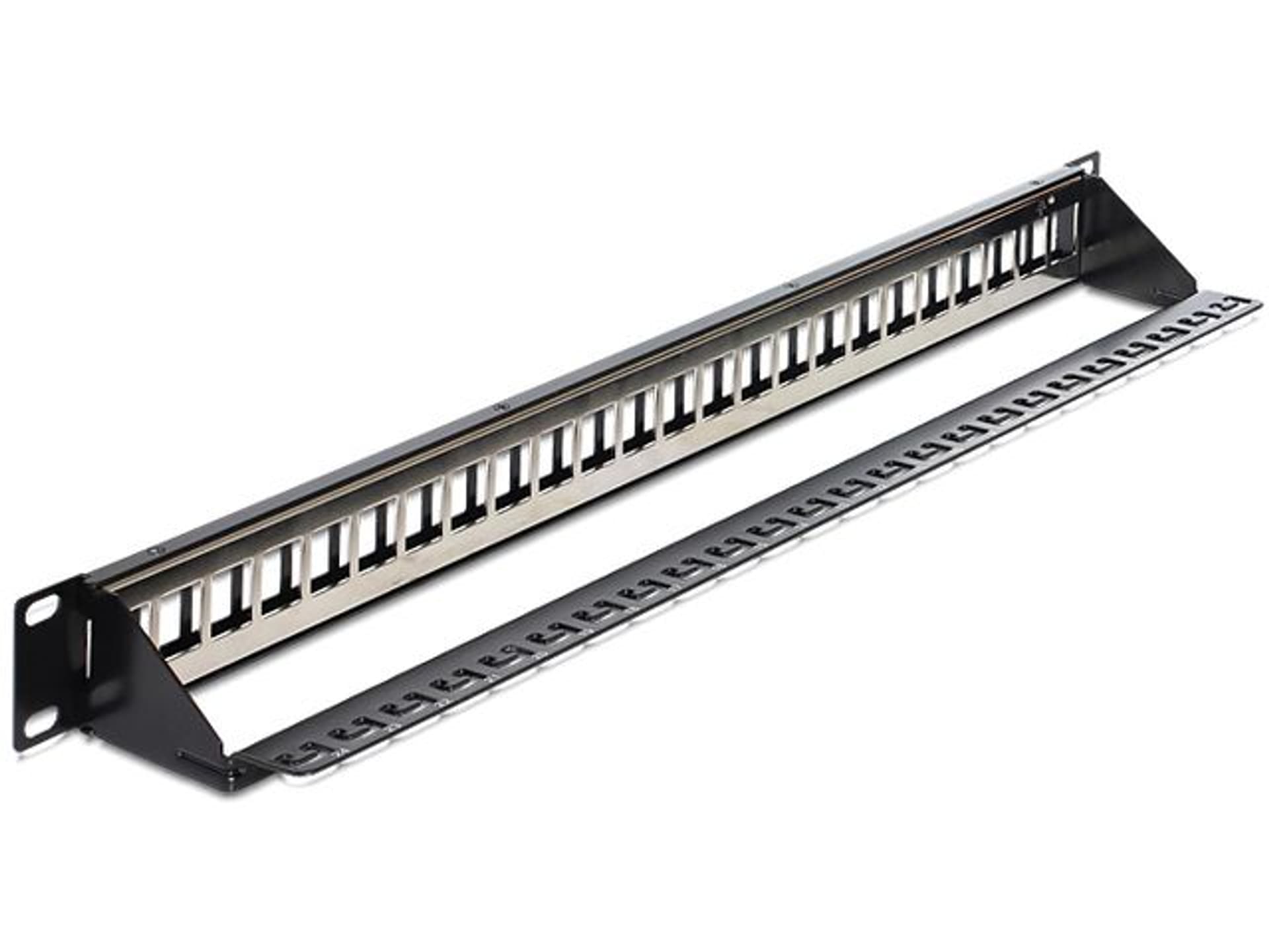 

PATCH PANEL 24 PORT 1U DO MODUŁÓW KEYSTONE+CABLE MANAGER DELOCK