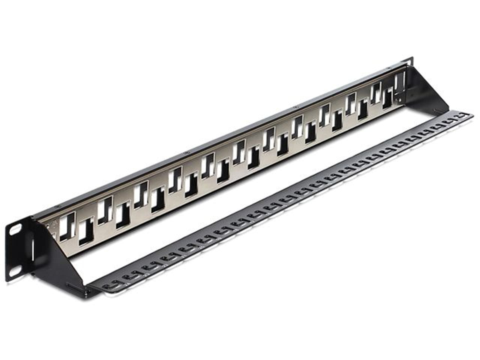 

PATCH PANEL 24 PORT 1U DO MODUŁÓW 19" KEYSTONE CZARNY DELOCK