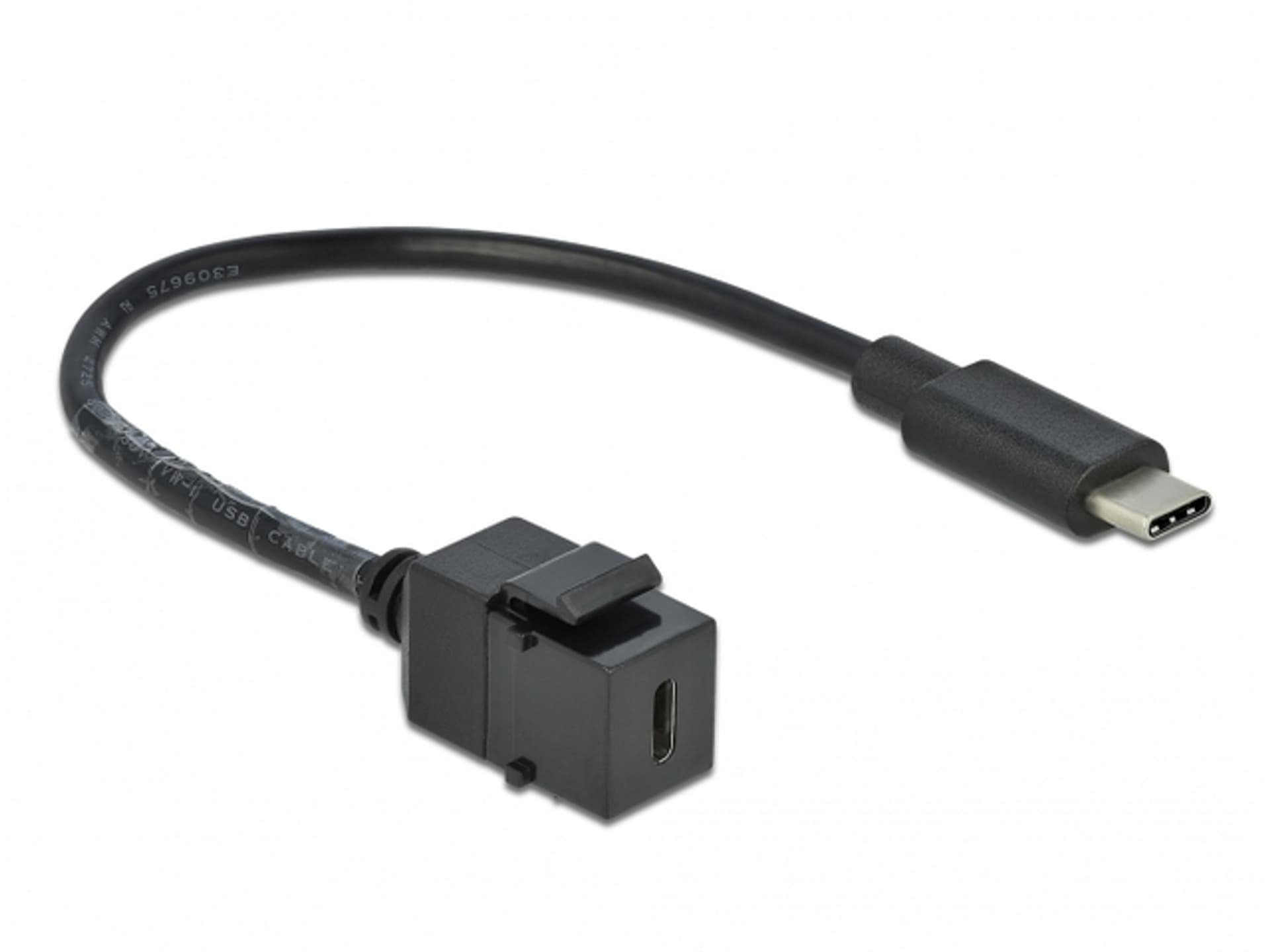 

MODUŁ KEYSTONE GNIAZDO USB-C(F) 3.0->USB-C(M) NA KABLU 25CM DELOCK, M) na kablu 25cm deloc
