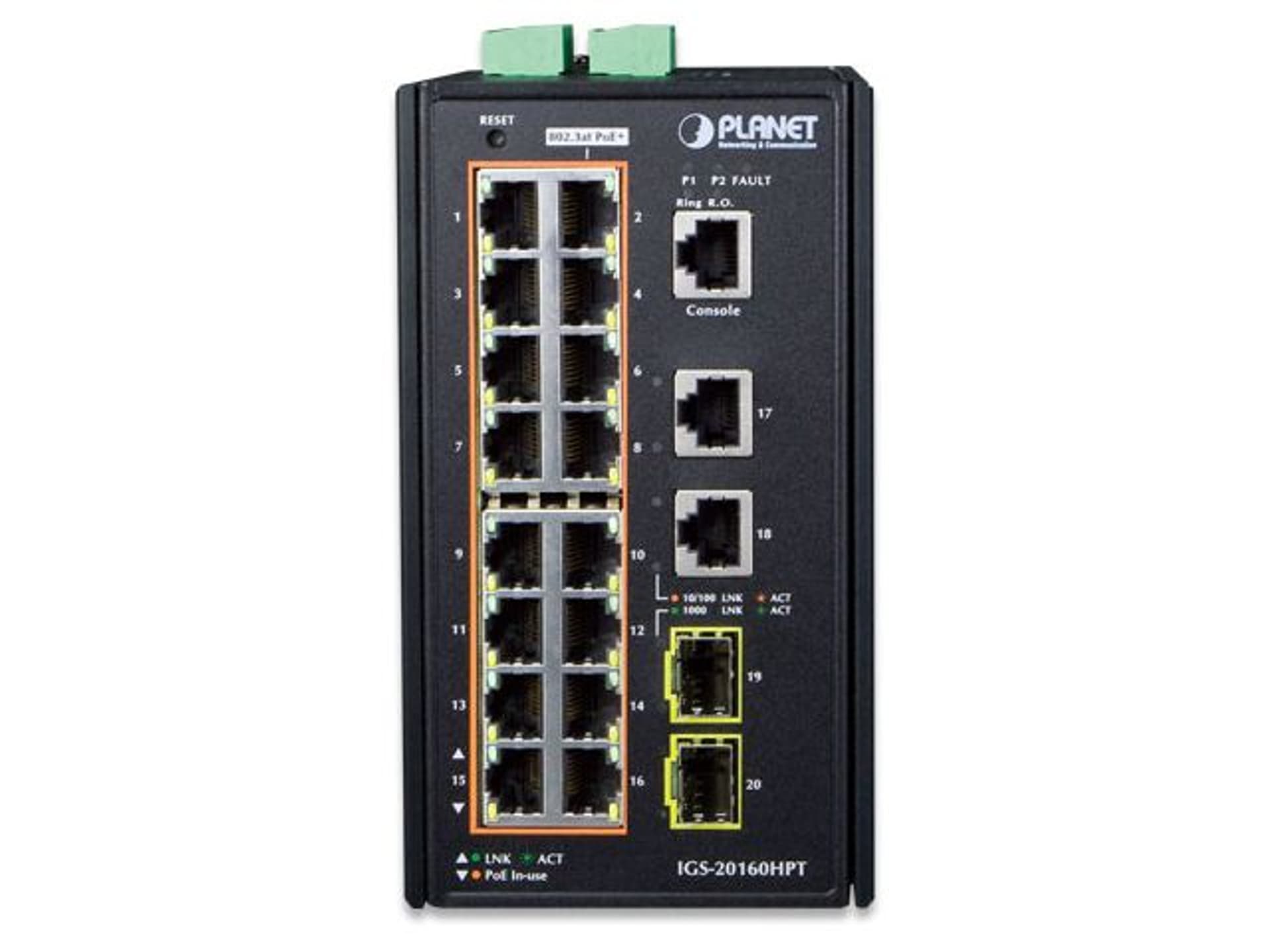 

SWITCH PLANET IGS-20160HPT 16X 1GB BASE-T POE/2X 1GB BASE-T/2X 1GB SFP ZARZĄDZALNY L2+ PRZEMYSŁOWY